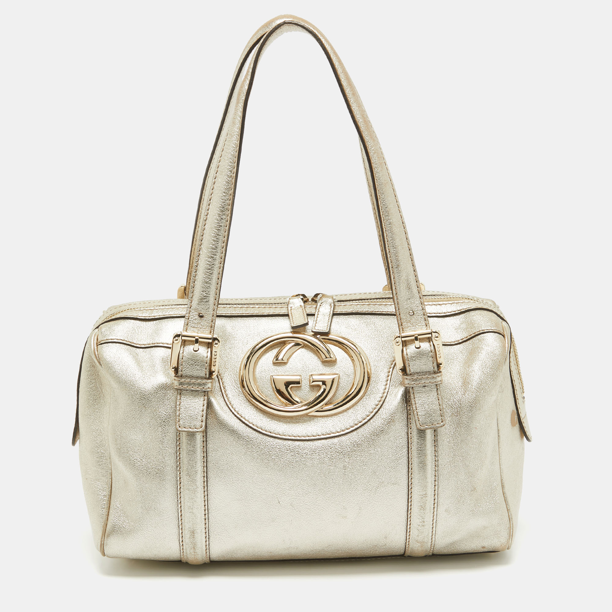 

Gucci Gold Leather Britt Boston Bag