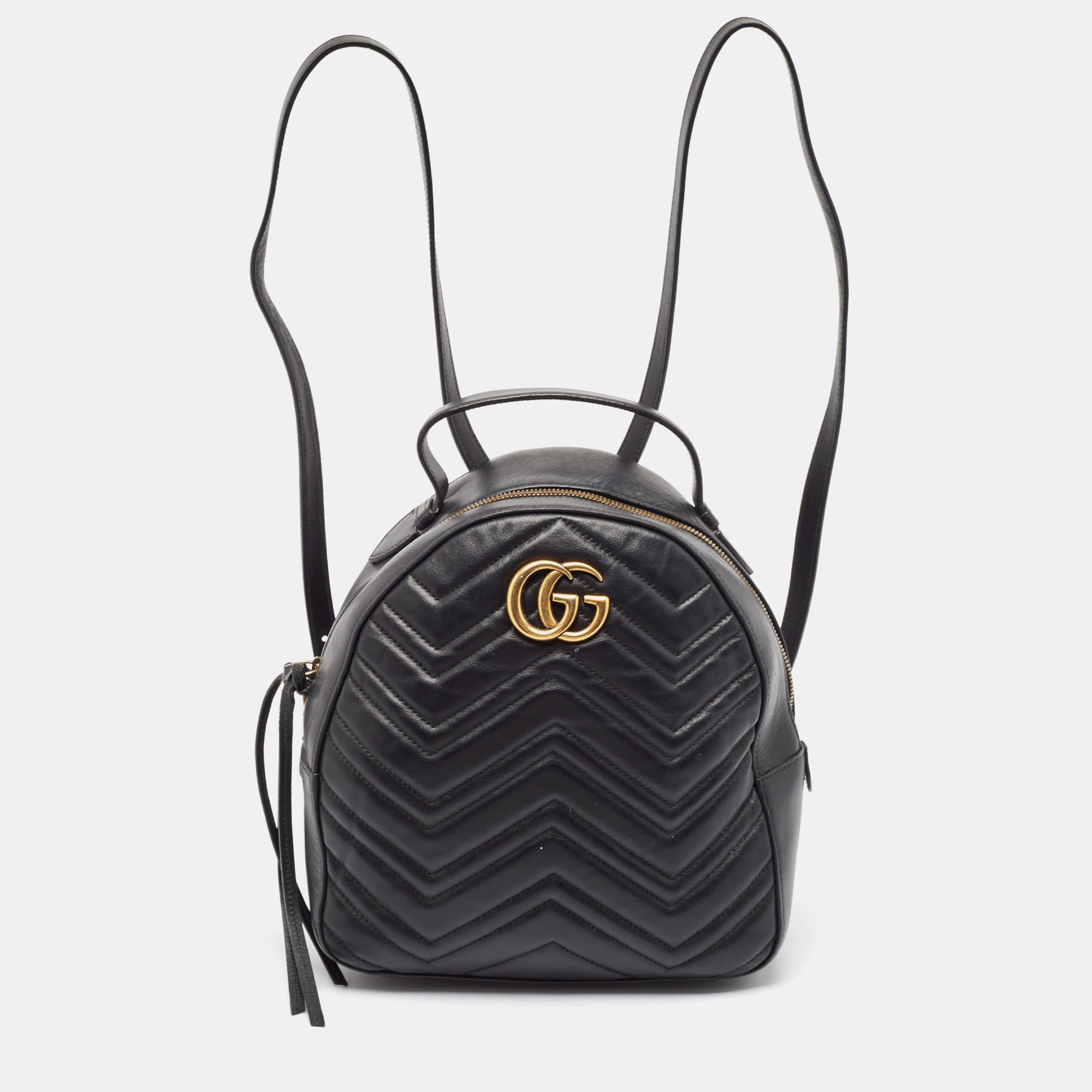 

Gucci Black Matelasse Leather GG Marmont Backpack