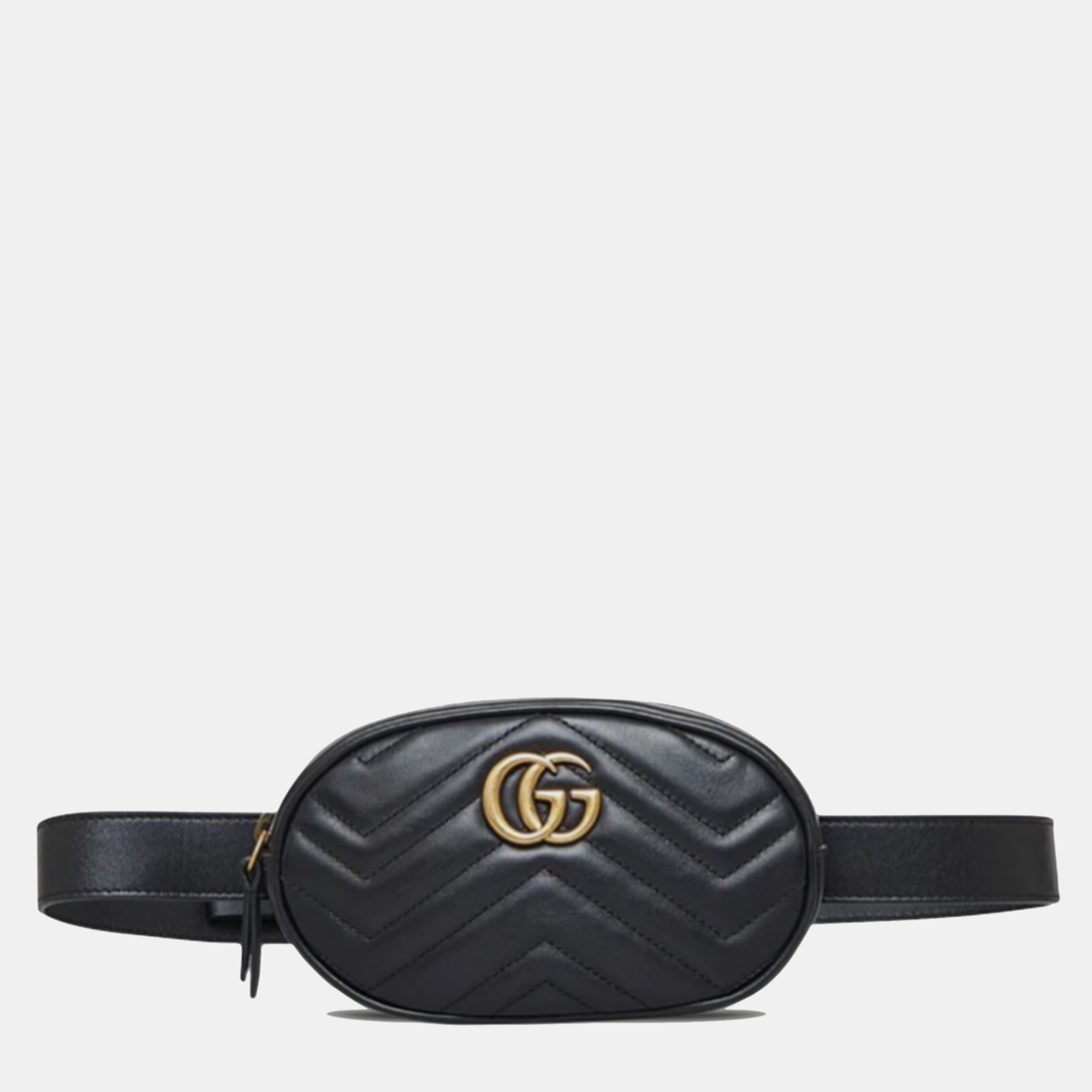 

Gucci Black Leather GG Marmont Matelasse Belt Bag