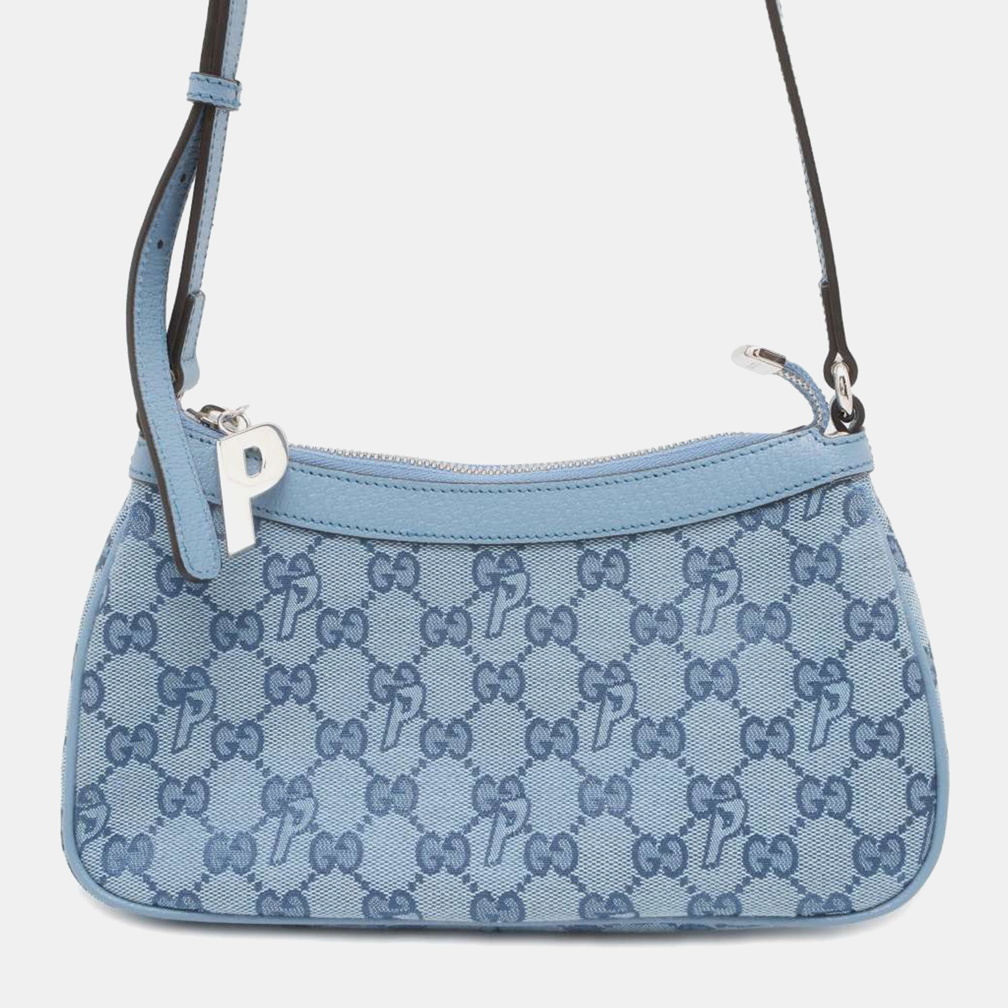 

Gucci PALACE Blue Canvas GG-P Canvas Half Moon Mini Shoulder Bag