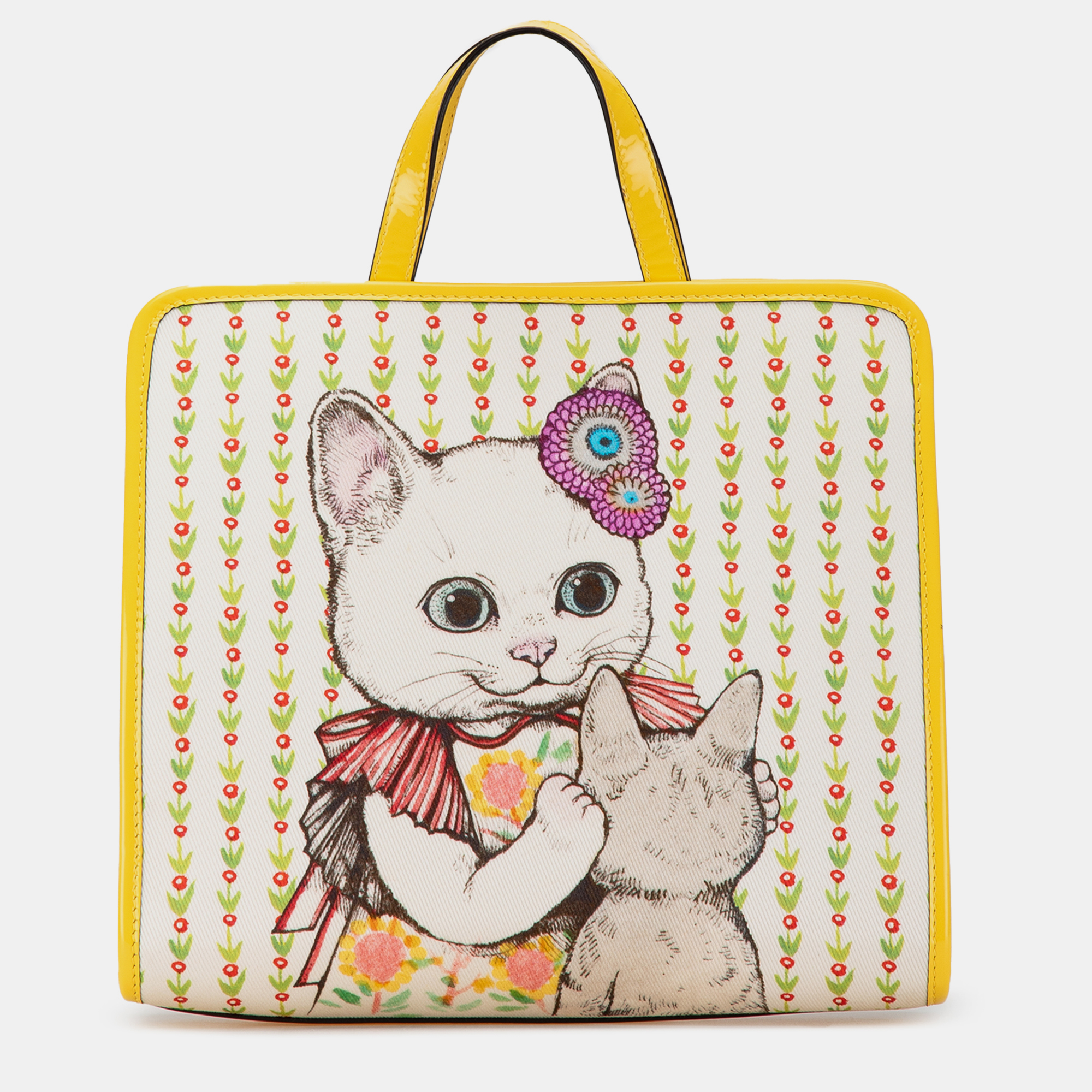 

Gucci Yellow Canvas Yuko Higuchi Childrens Tote Bag, White