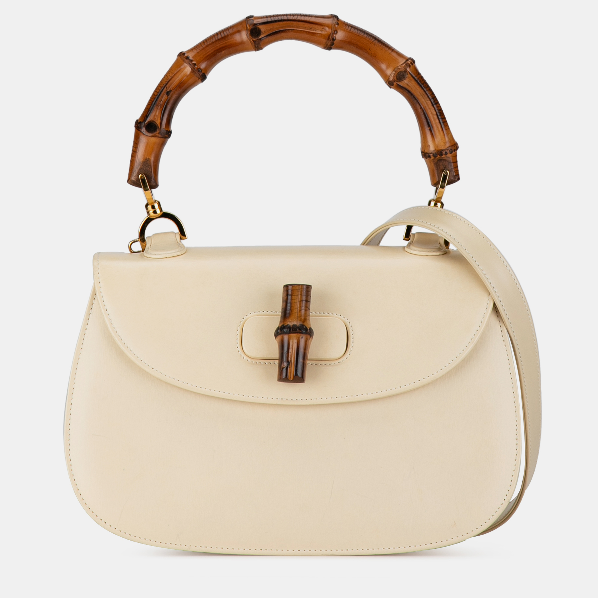 

Gucci Calfskin Bamboo Night Bag, Beige