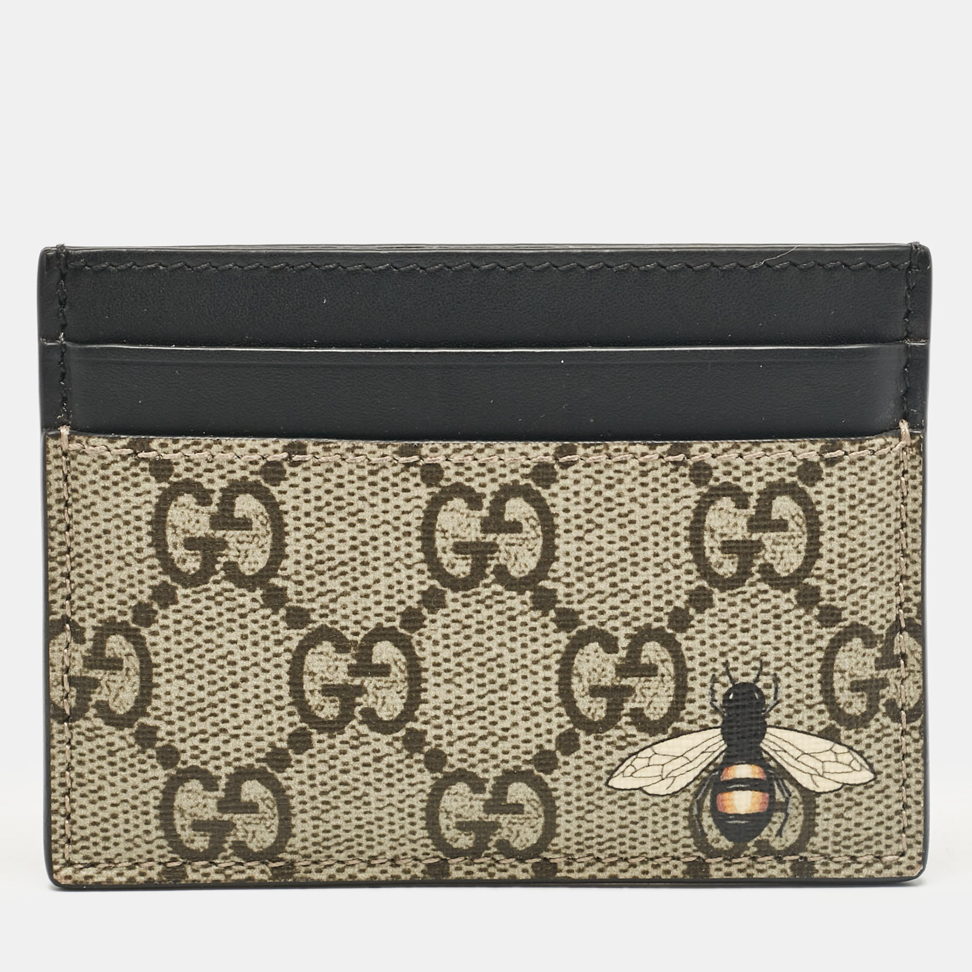 

Gucci Beige/Black GG Supreme Canvas and Leather Bee Card Holder