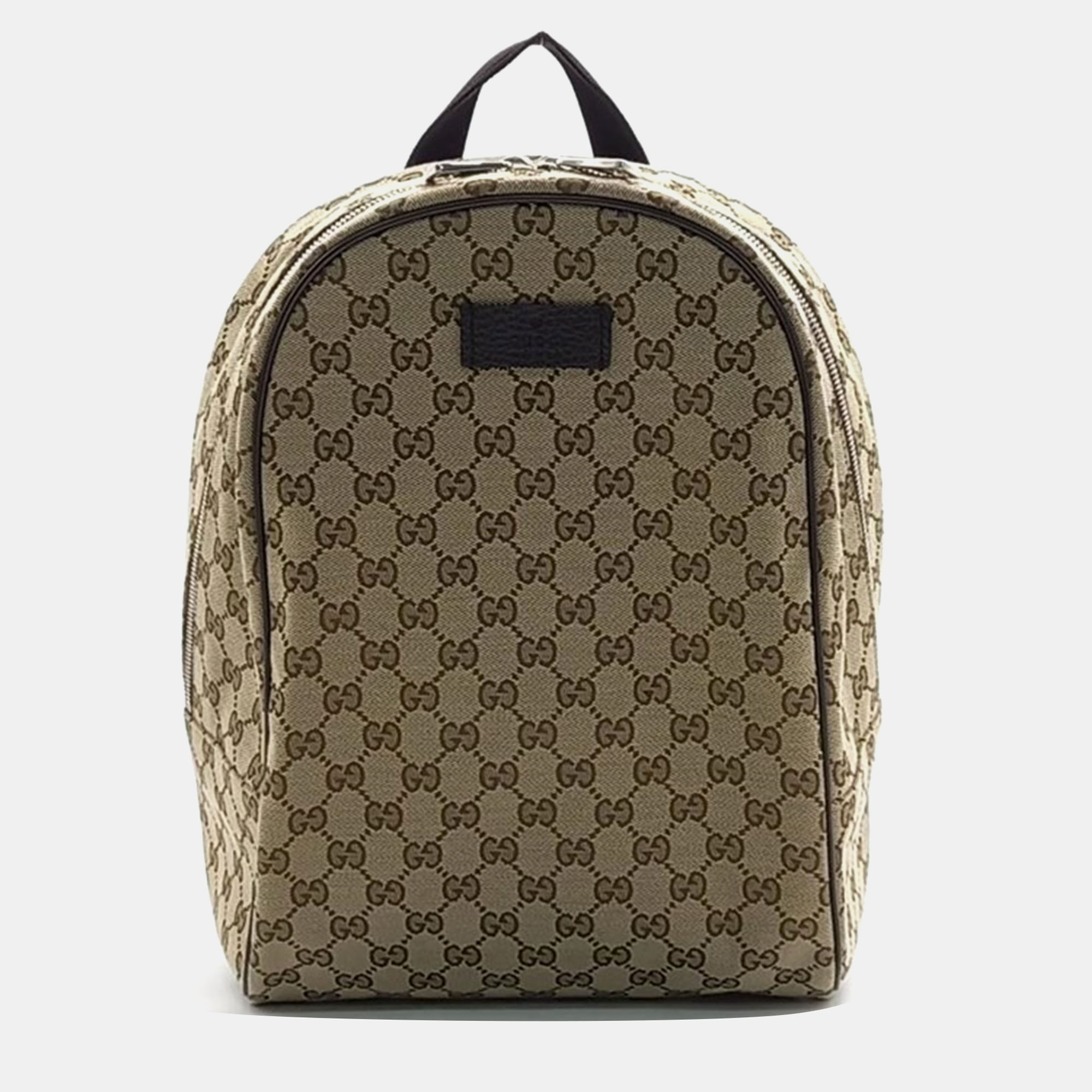 Pre-owned Gucci Jacquard Backpack In Beige