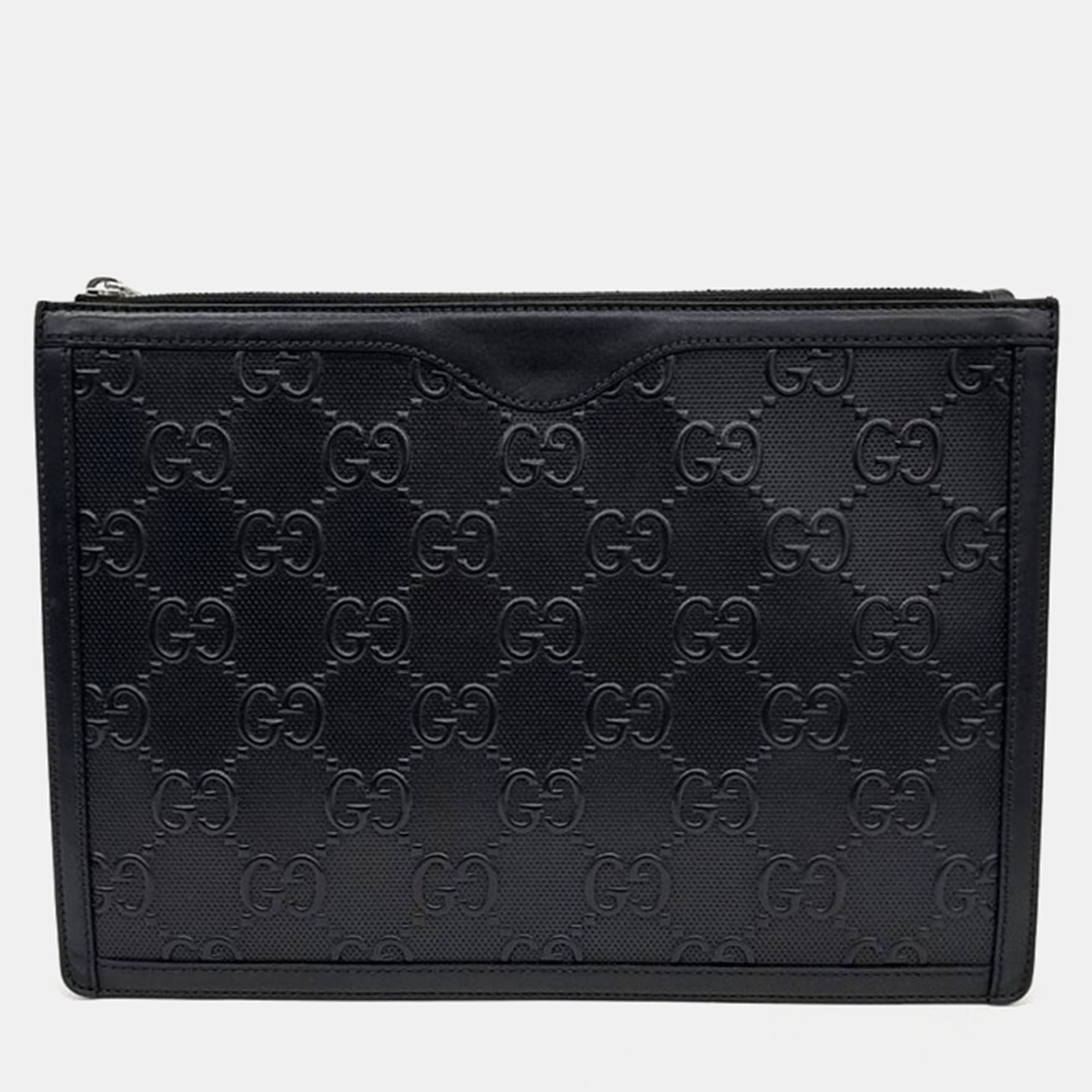 

Gucci GG Emboss Clutch, Black