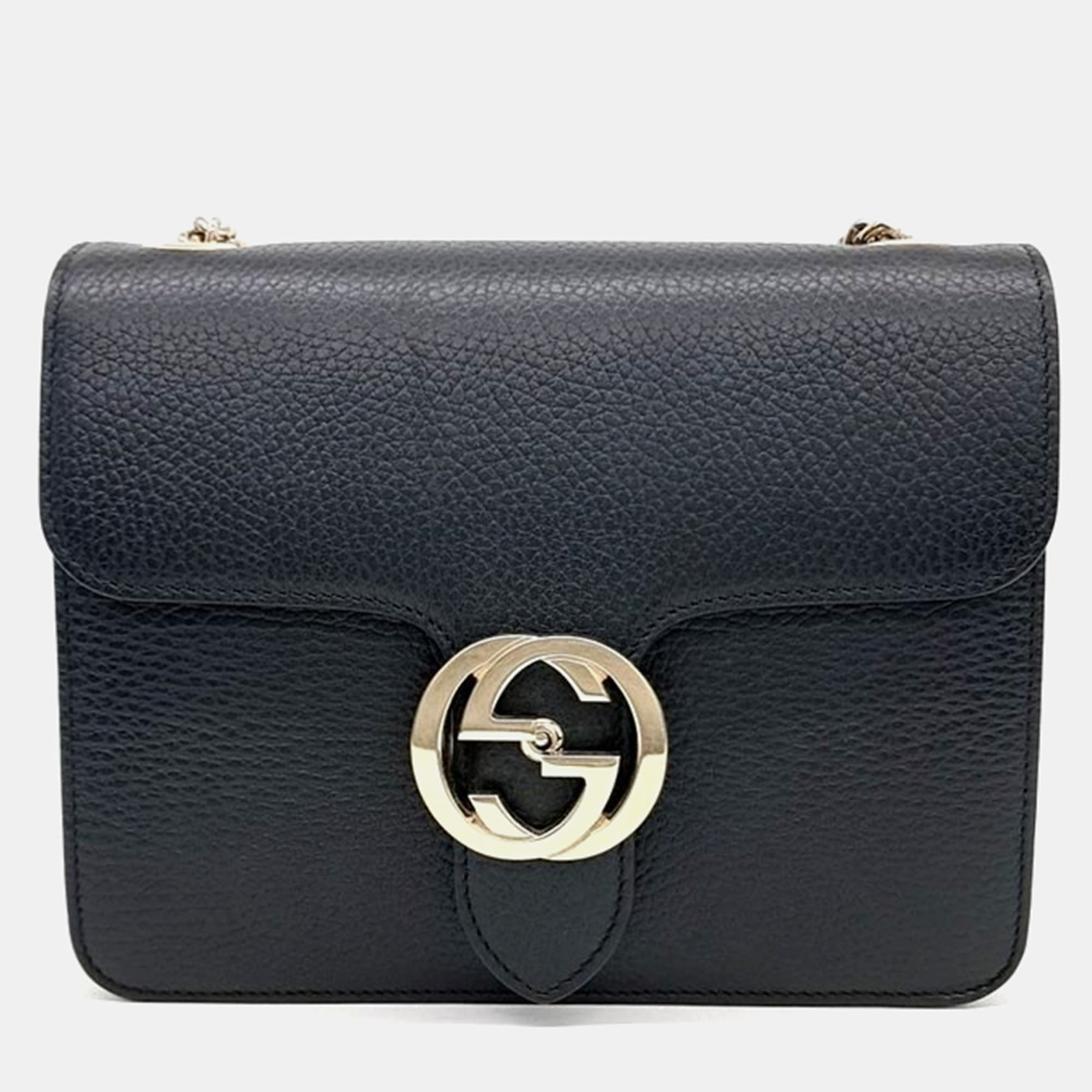 Pre-owned Gucci Interlocking Gg Crossbody Bag In Black