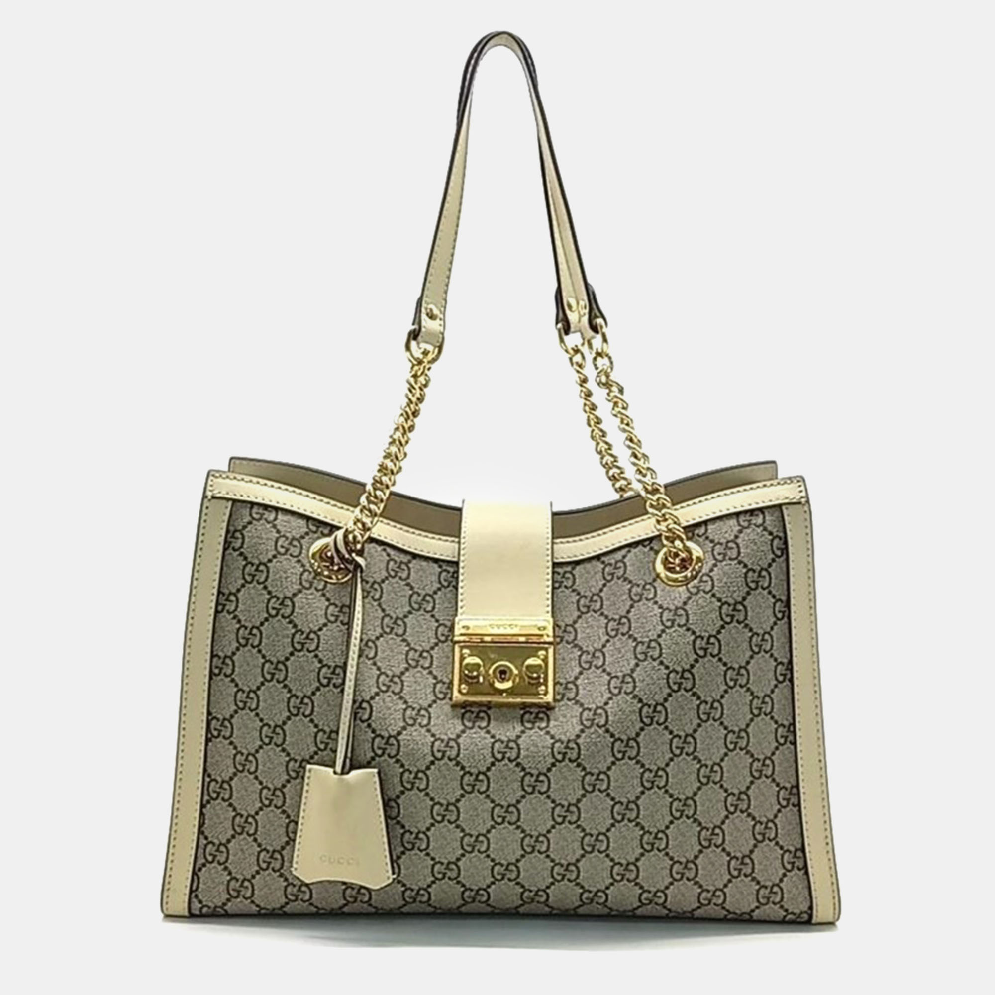 

Gucci Supreme Padlock Shoulder Bag, Beige