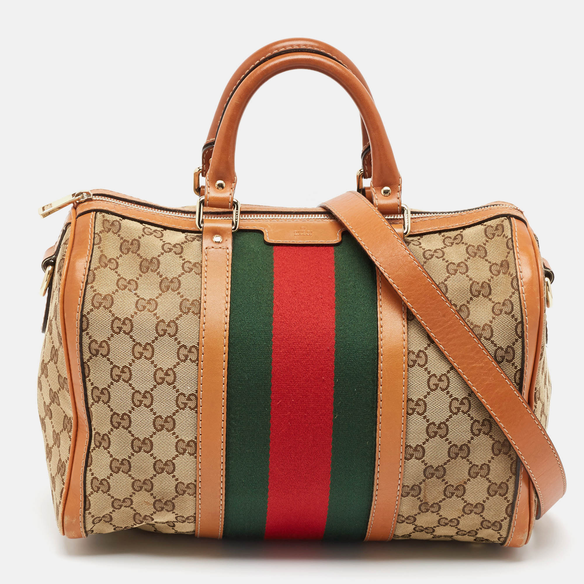 

Gucci Tan/Beige GG Canvas  Vintage Web Boston Bag