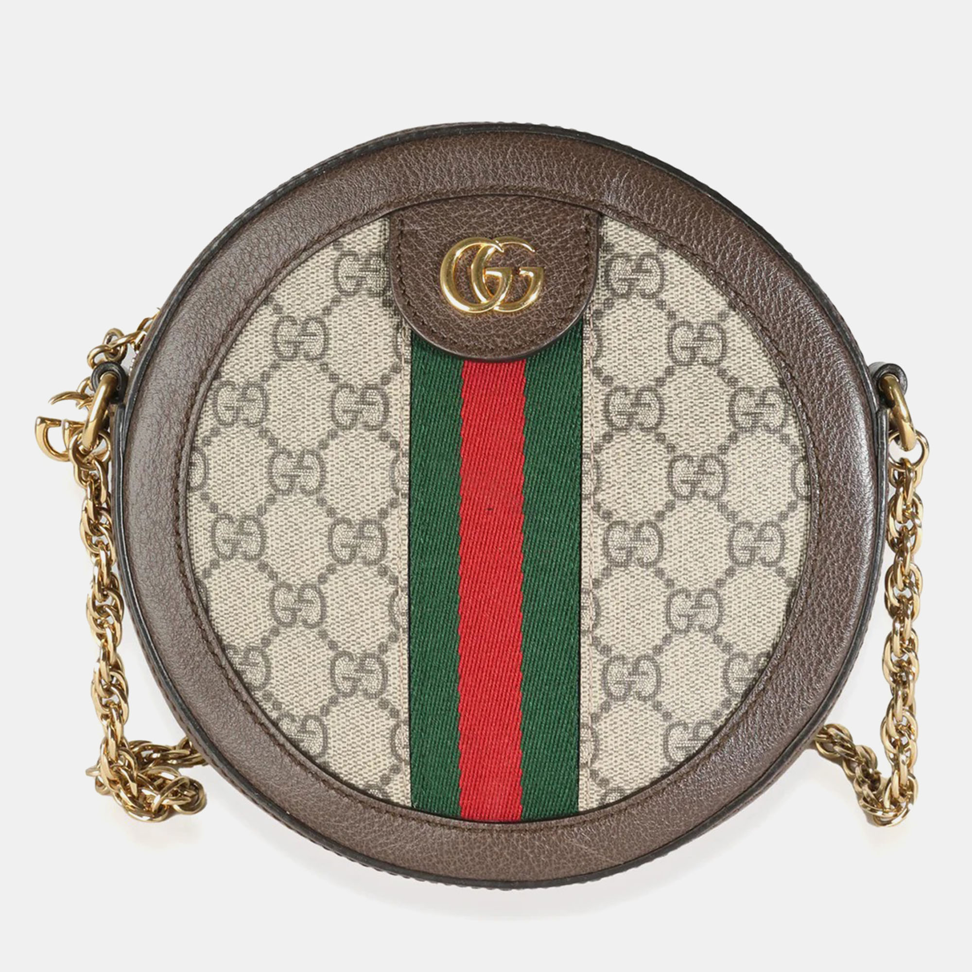 

Gucci Beige GG Supreme Canvas Mini Ophidia Round Shoulder Bag