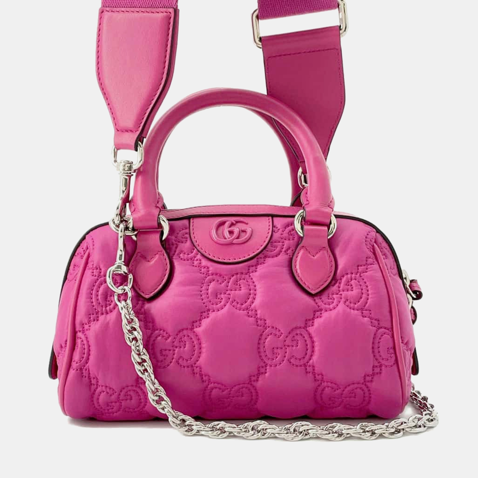 

Gucci Pink GG Embossed Nylon and Leather Mini Shoulder Bag