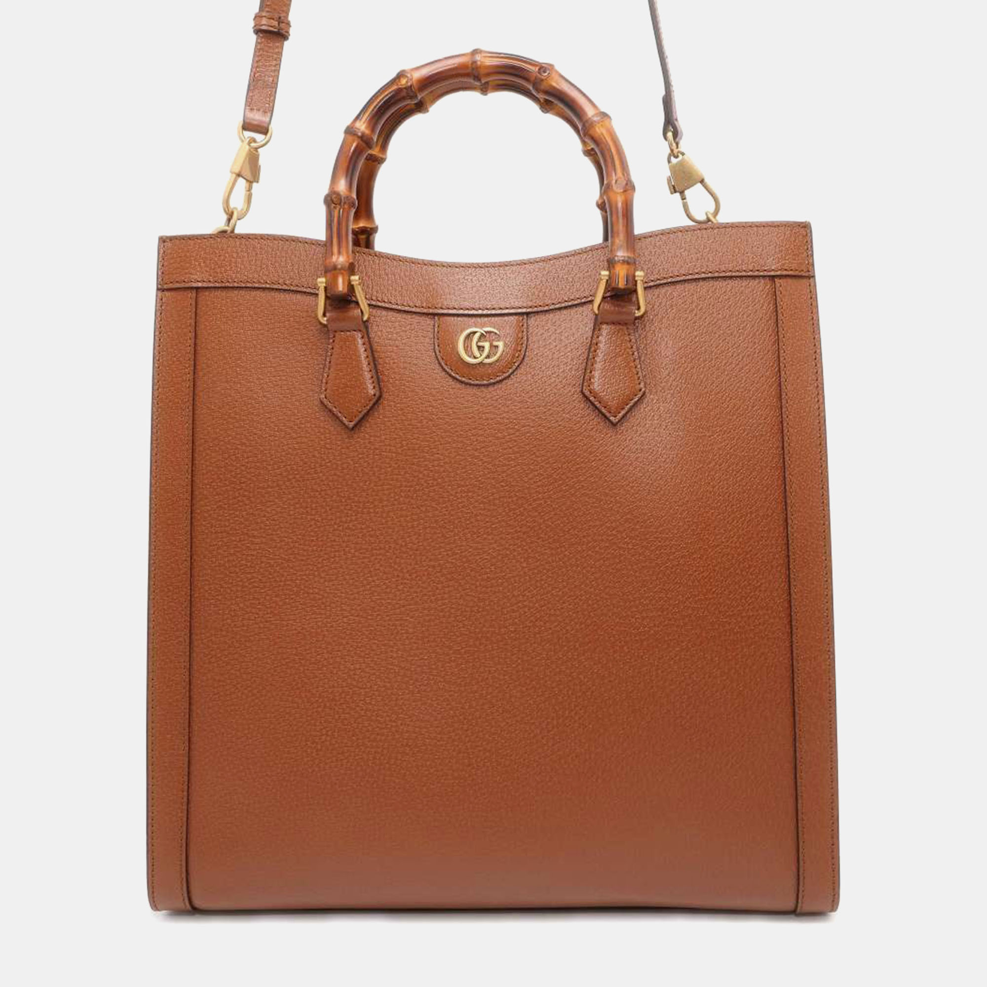 

Gucci Brown Leather Large Bamboo Diana Tote Bag