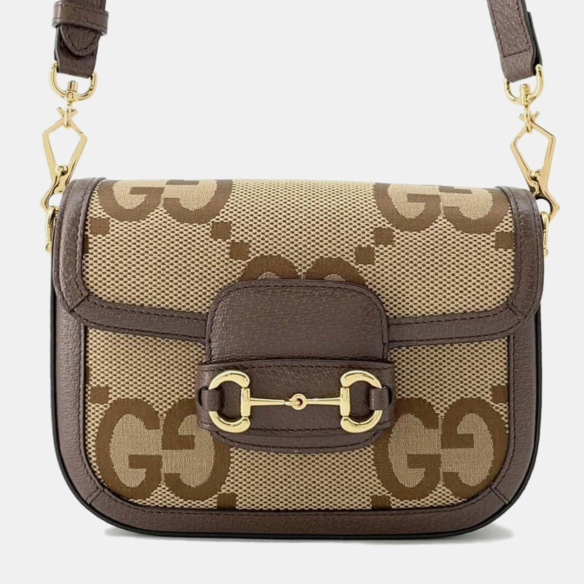 

Gucci Beige/Brown GG Jumbo Canvas Horsebit 1955 Shoulder Bag