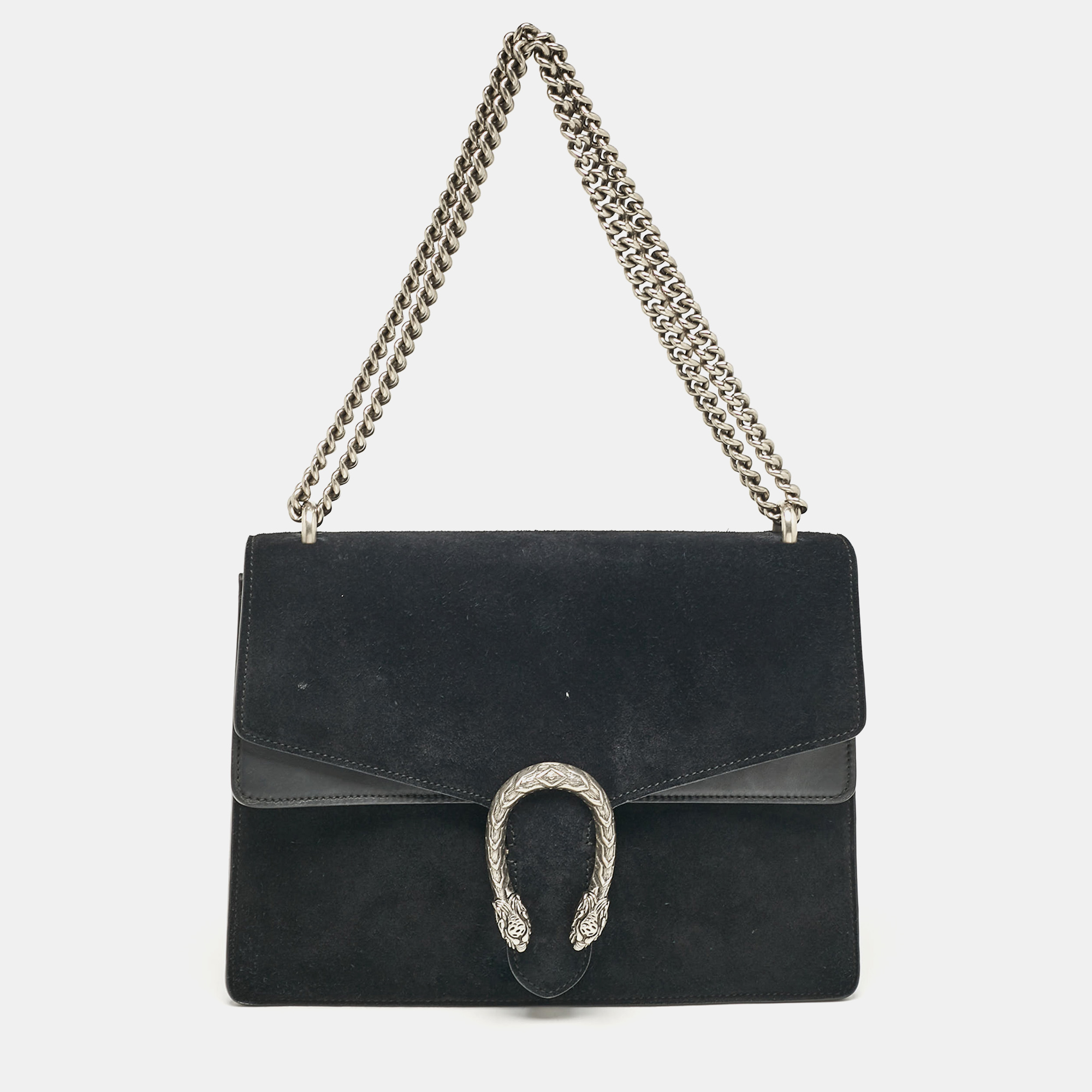 

Gucci Black Suede and Leather Medium Dionysus Shoulder Bag