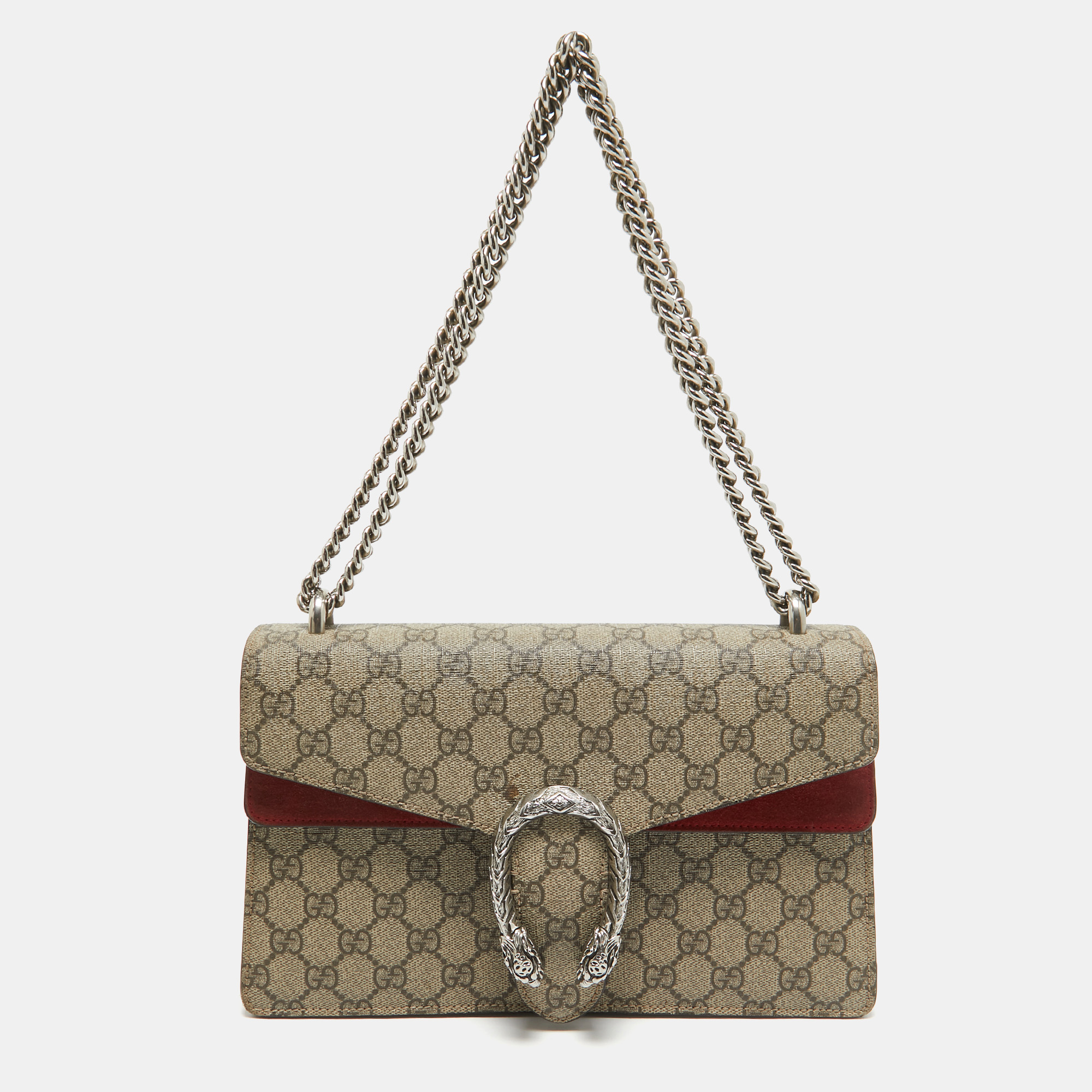 

Gucci Beige/Red GG Supreme Canvas and Suede Small Dionysus Shoulder Bag