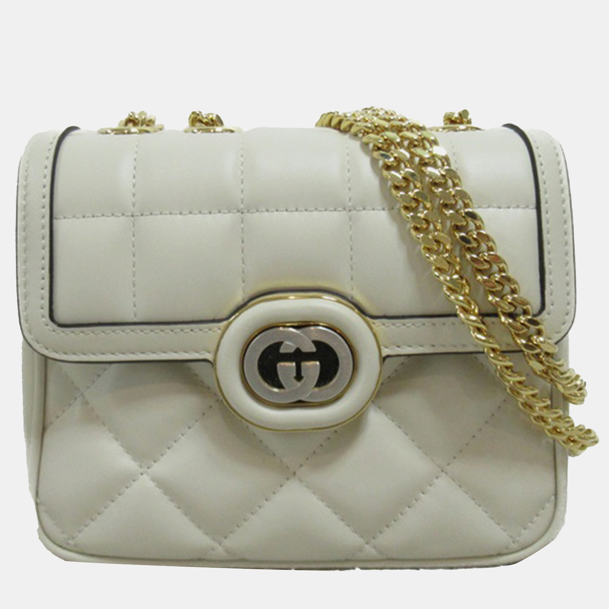 

Gucci Mini Leather Deco Chain Shoulder Bag, White