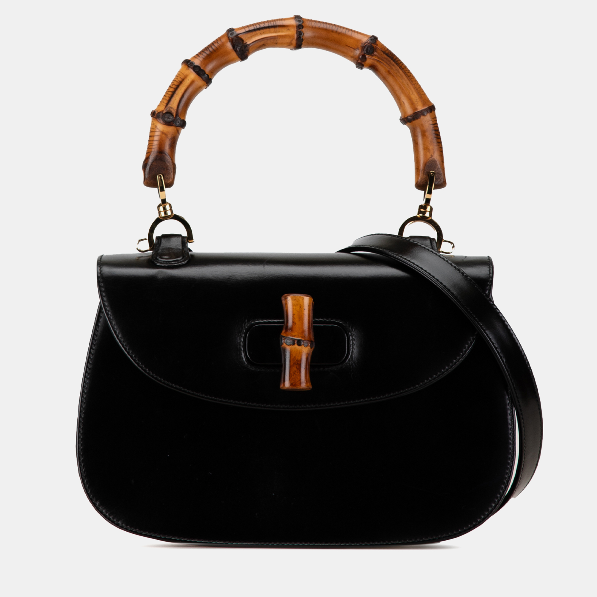 

Gucci Calfskin Bamboo Night Bag, Black