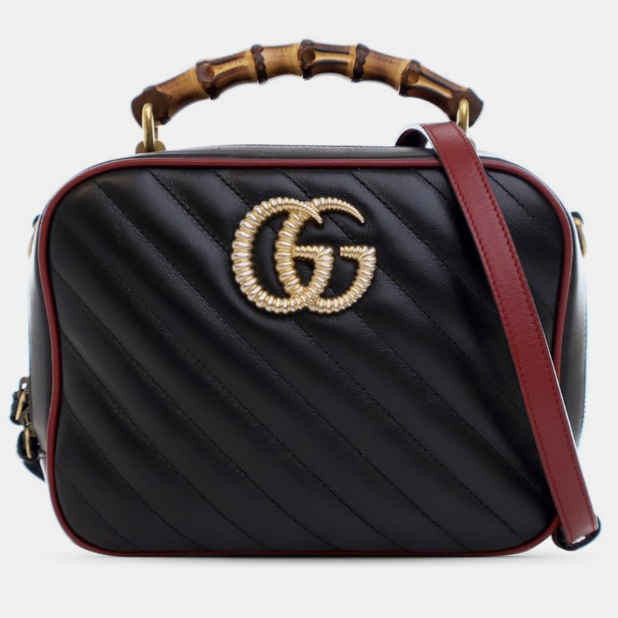 

Gucci Small GG Marmont Torchon Bamboo Satchel Bag, Black