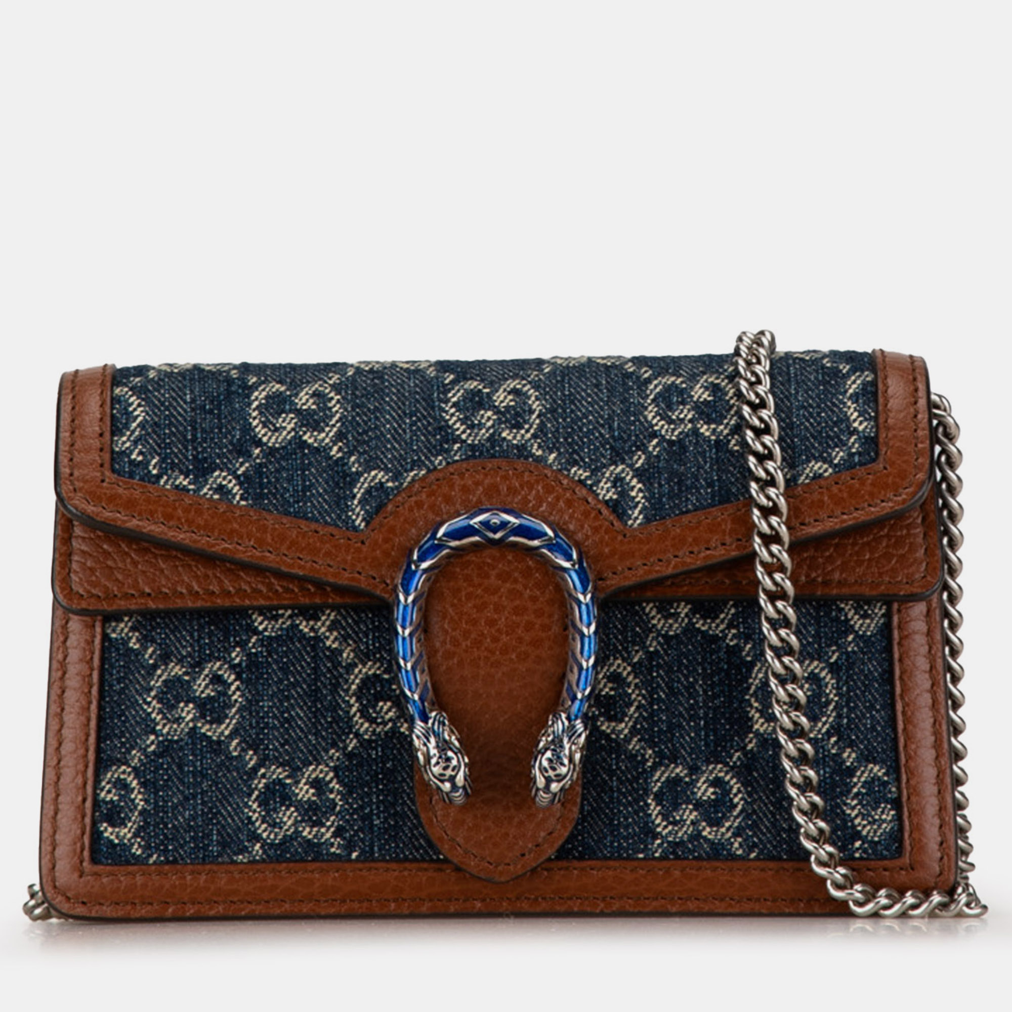 

Gucci Blue/Brown Denim Super Mini GG Dionysus Crossbody Bag