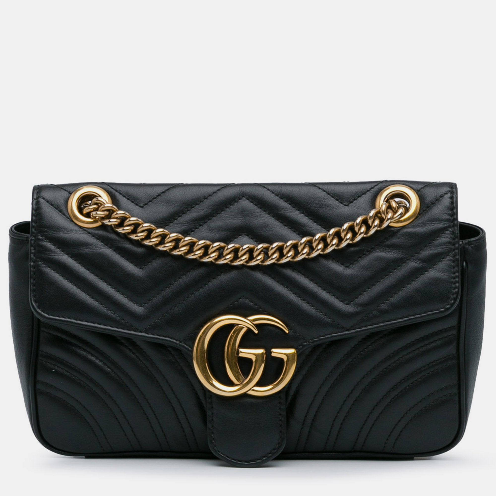 

Gucci Black Leather GG Marmont Medium Crossbody Bag