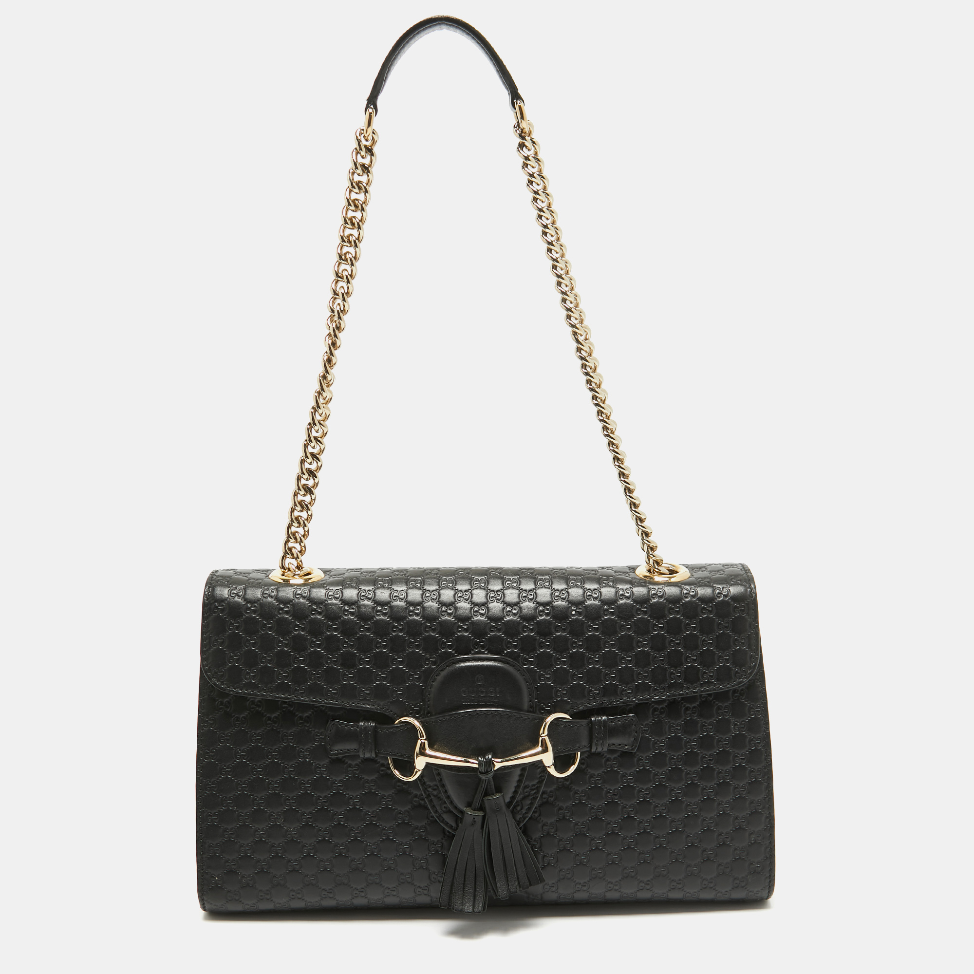 

Gucci Black Microguccissima Leather  Emily Chain Shoulder Bag