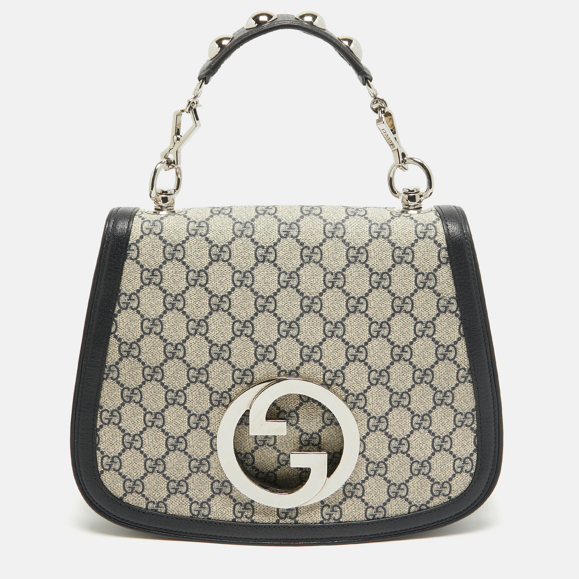 

Gucci Navy Blue/Beige GG Supreme Canvas and Leather Blondie Top Handle Bag