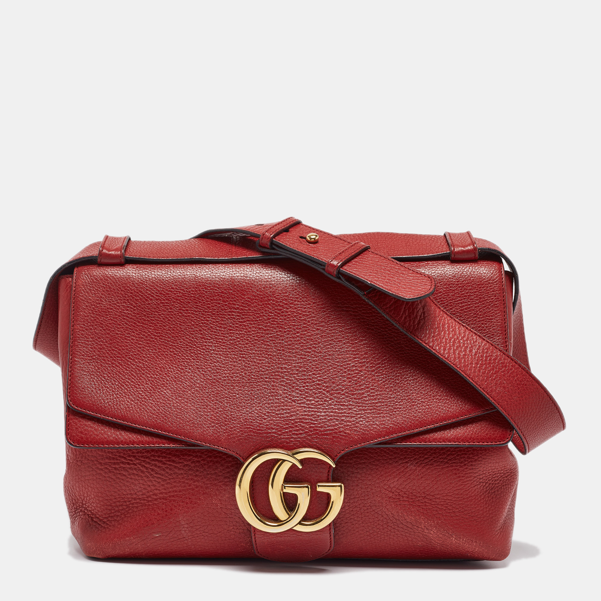 

Gucci Red Leather  GG Marmont Shoulder Bag