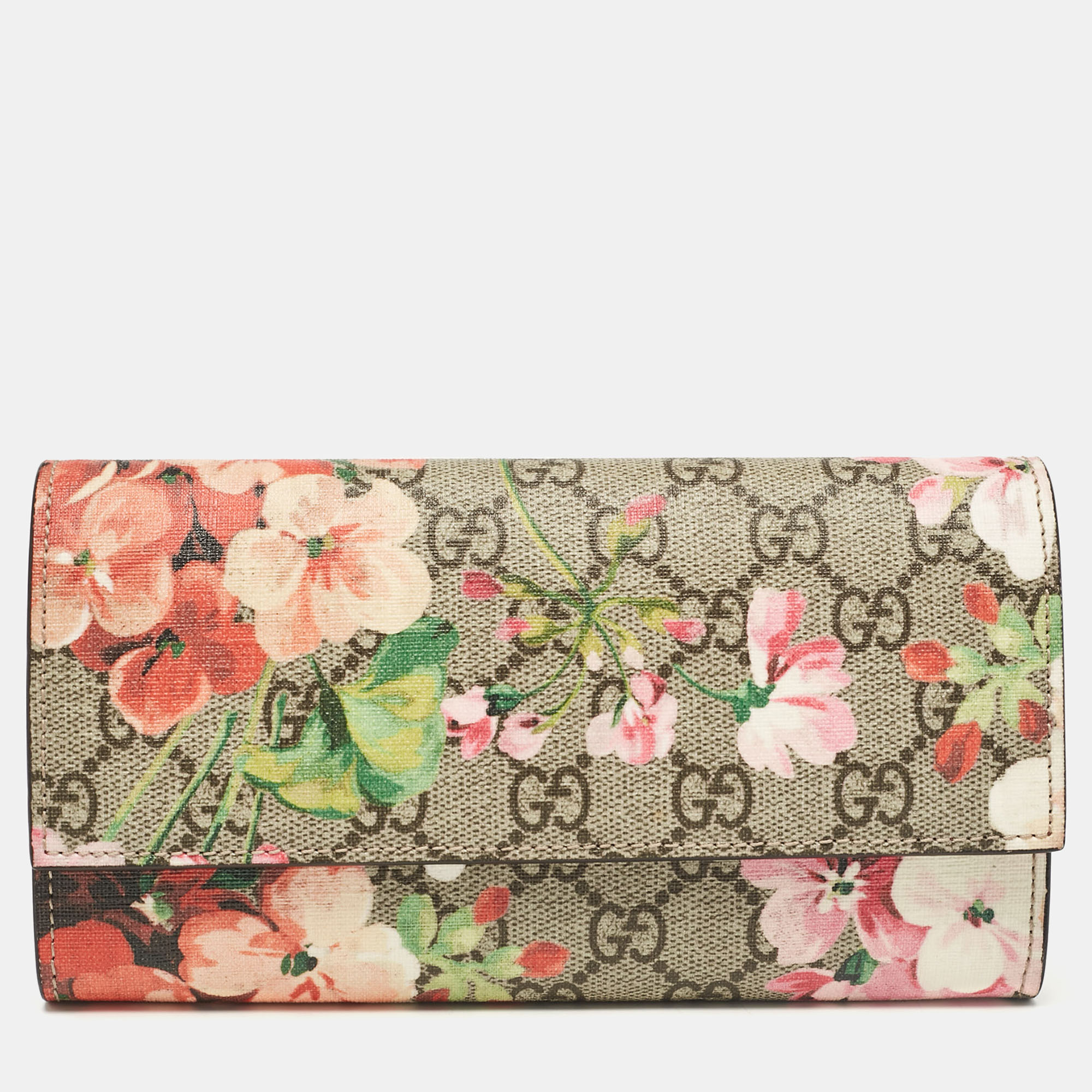 

Gucci Multicolor GG Supreme Canvas and Leather Blooms Continental Wallet