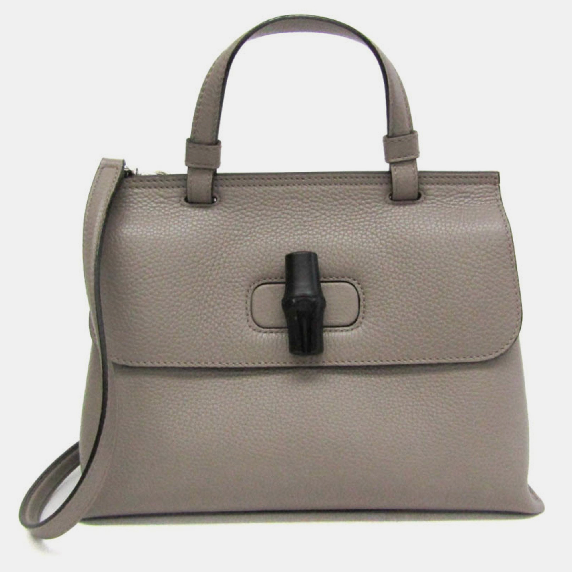 

Gucci Daily Leather Bamboo Handbag, Grey