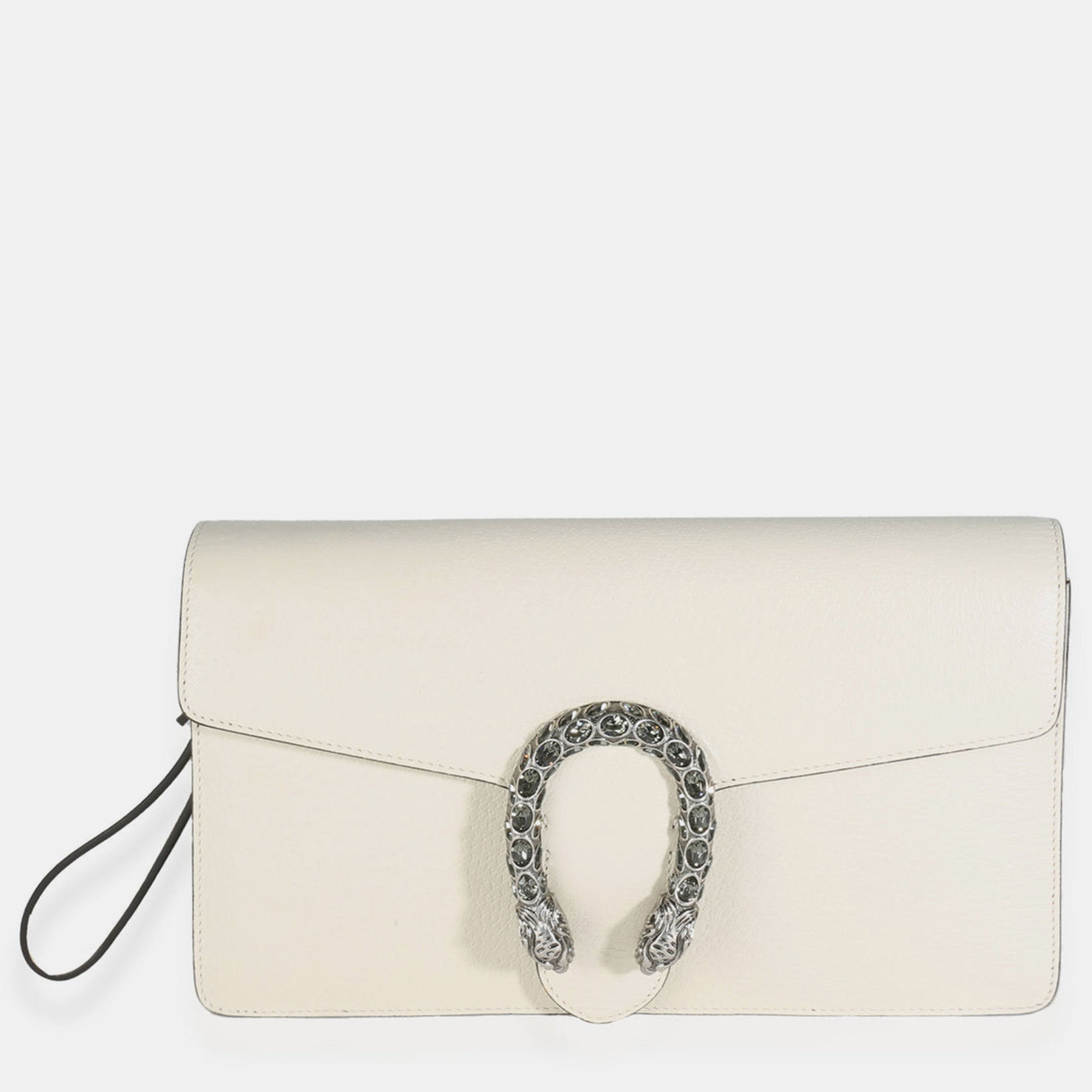 

Gucci Mystic White Calfskin Dionysus Wristlet Clutch Bag