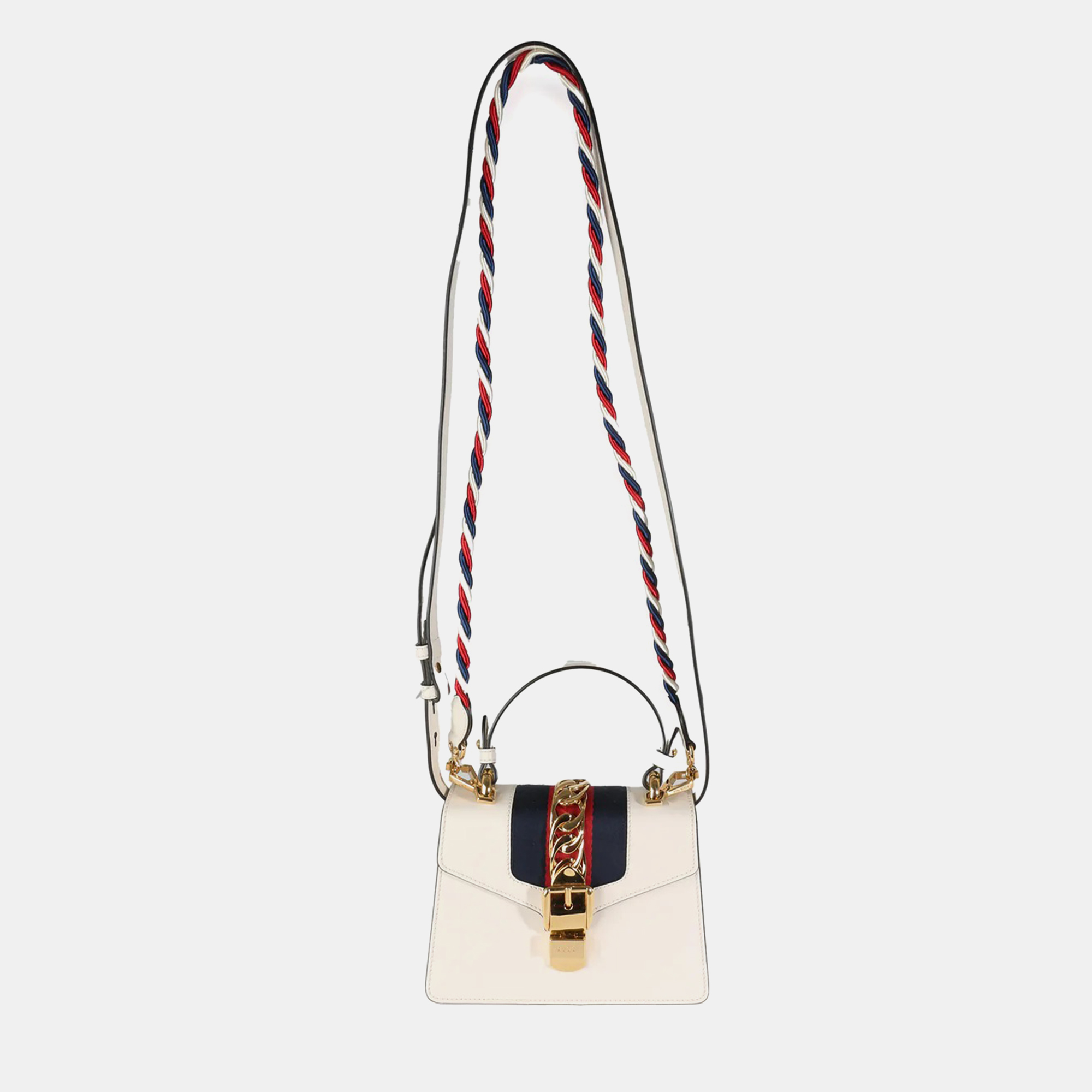 

Gucci White Calfskin Mini Sylvie Top Handle Bag