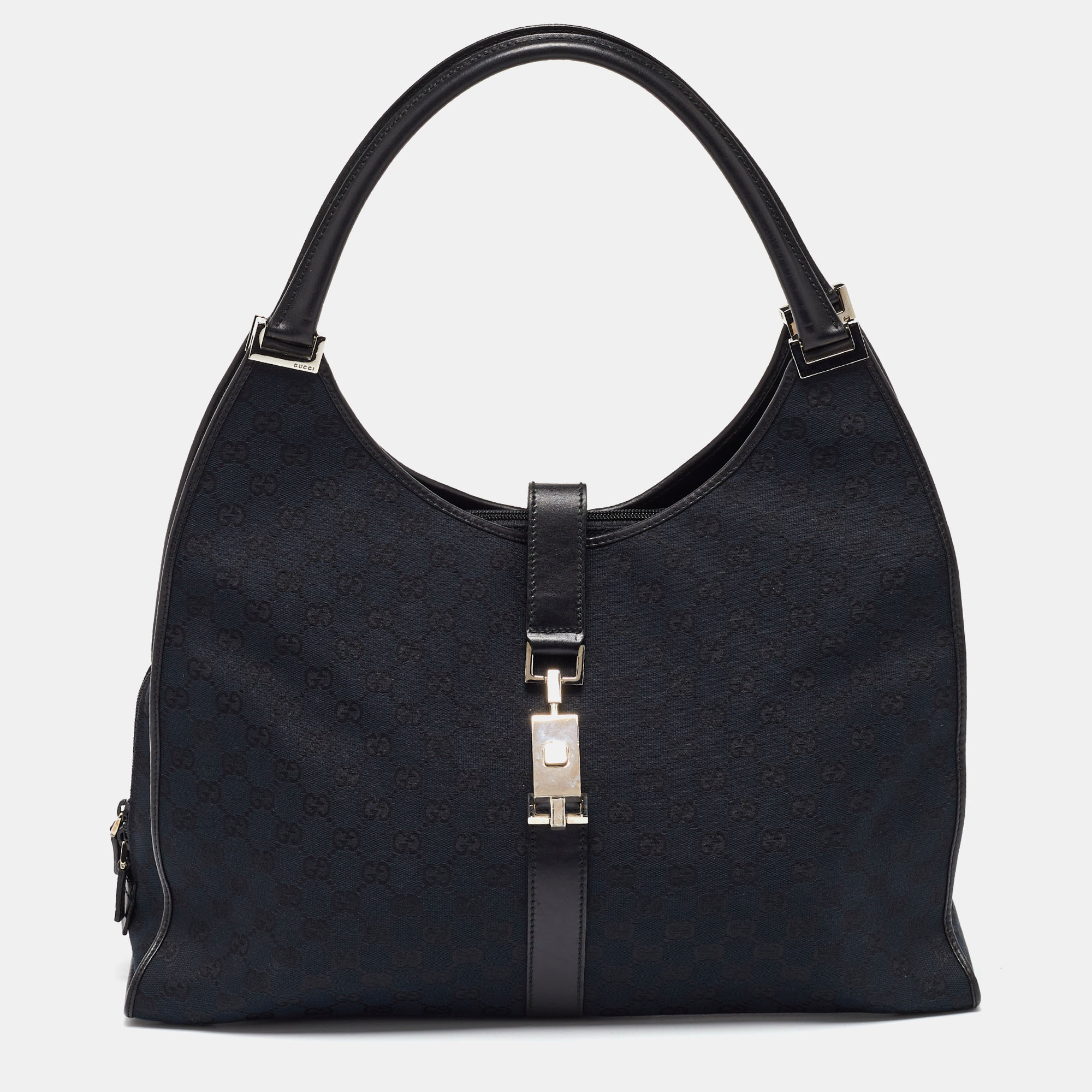 

Gucci Black GG Canvas and Leather Large Jackie O Shoulder Bag