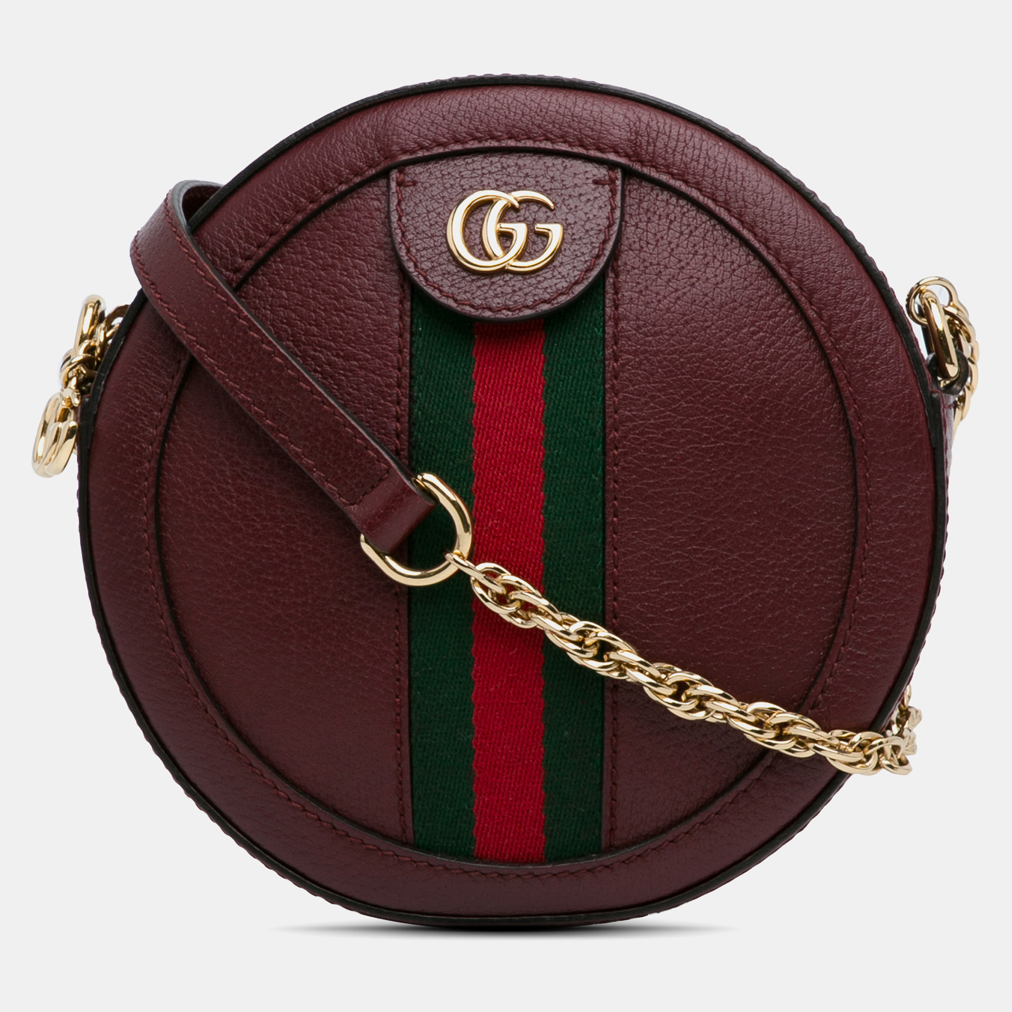 

Gucci Mini Round Ophidia Leather Crossbody Bag, Red