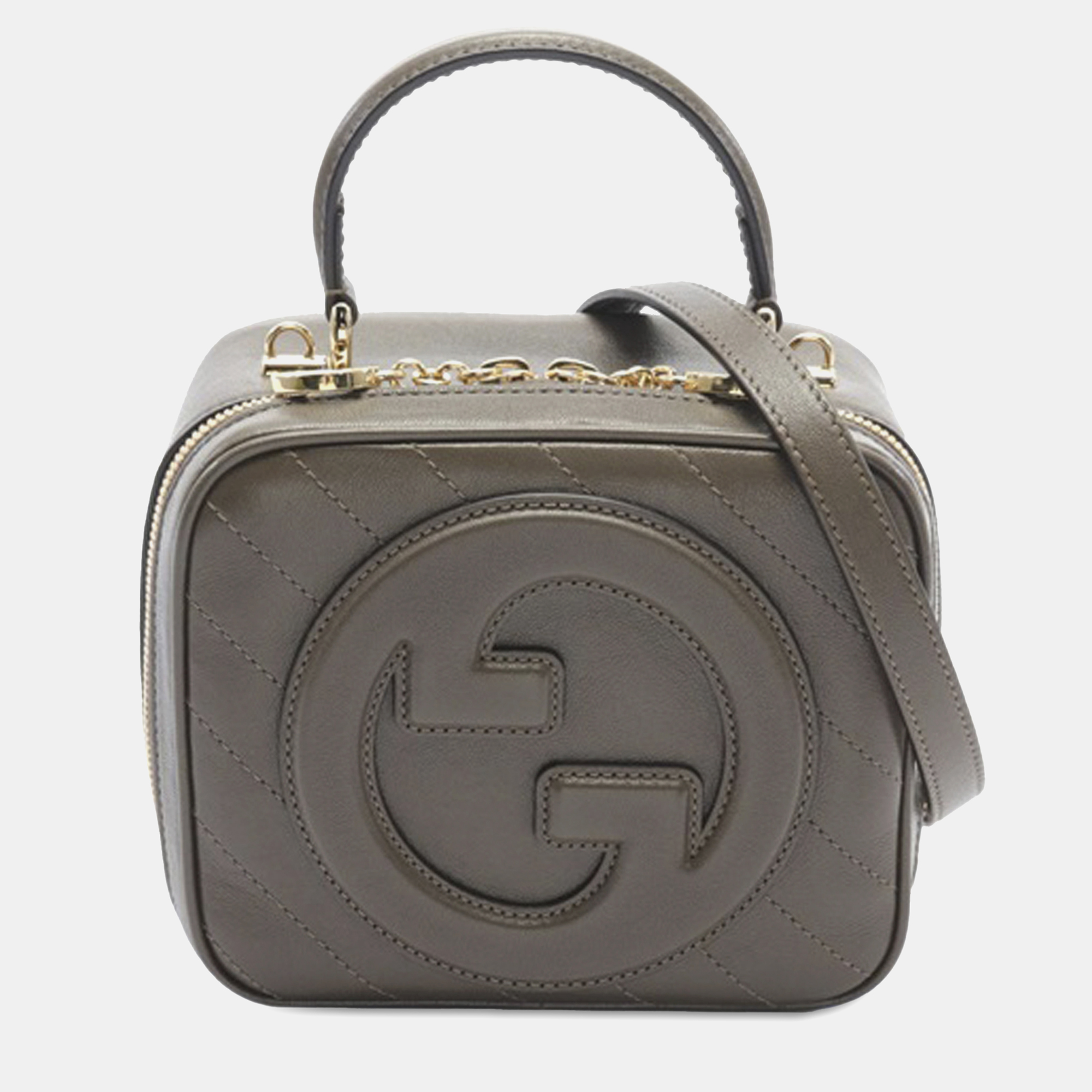 

Gucci Sakai Be Green Calfskin Diagonal Stitched Blondie Top Handle Bag, Brown