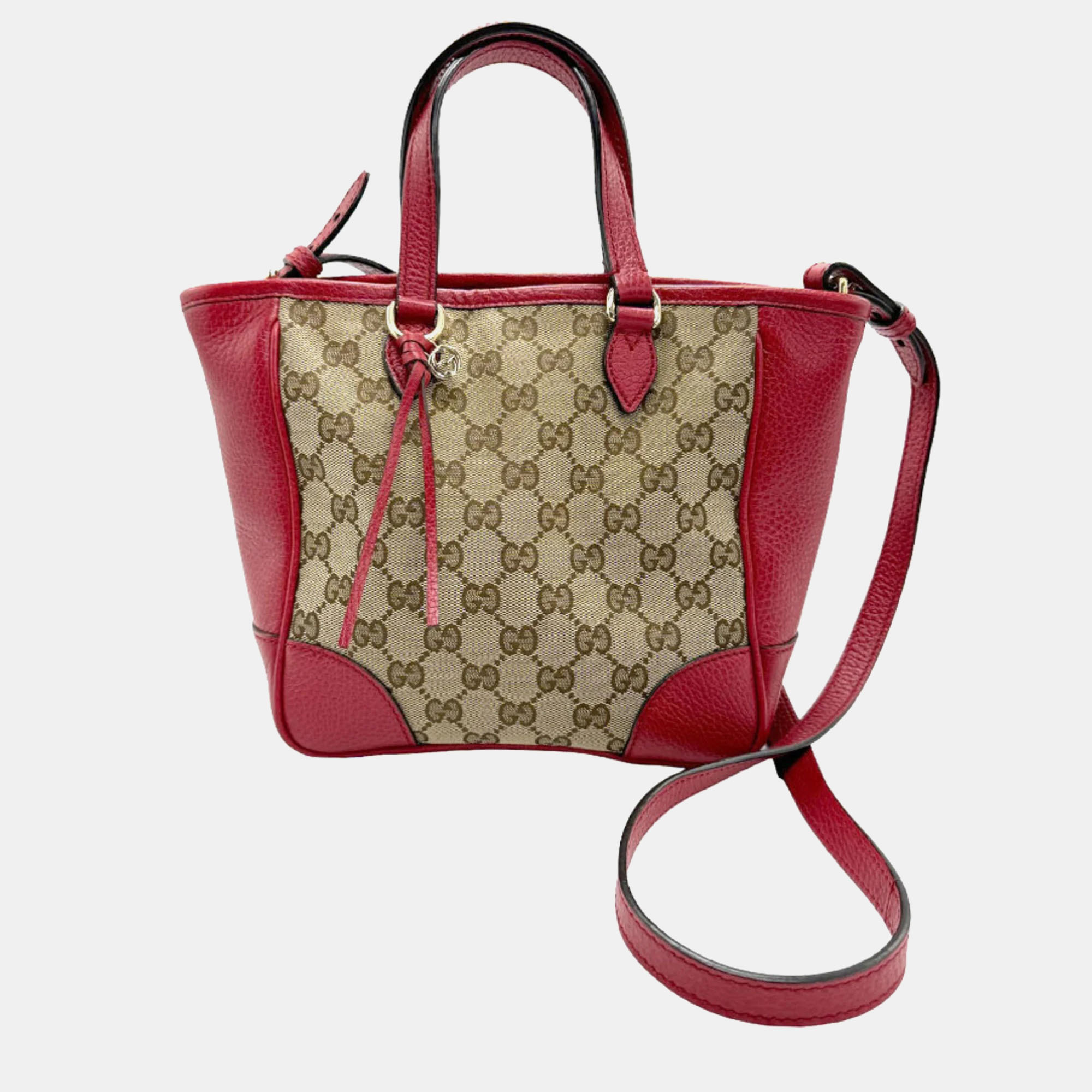 

Gucci Beige/Red GG Canvas and Leather Bree Tote Bag