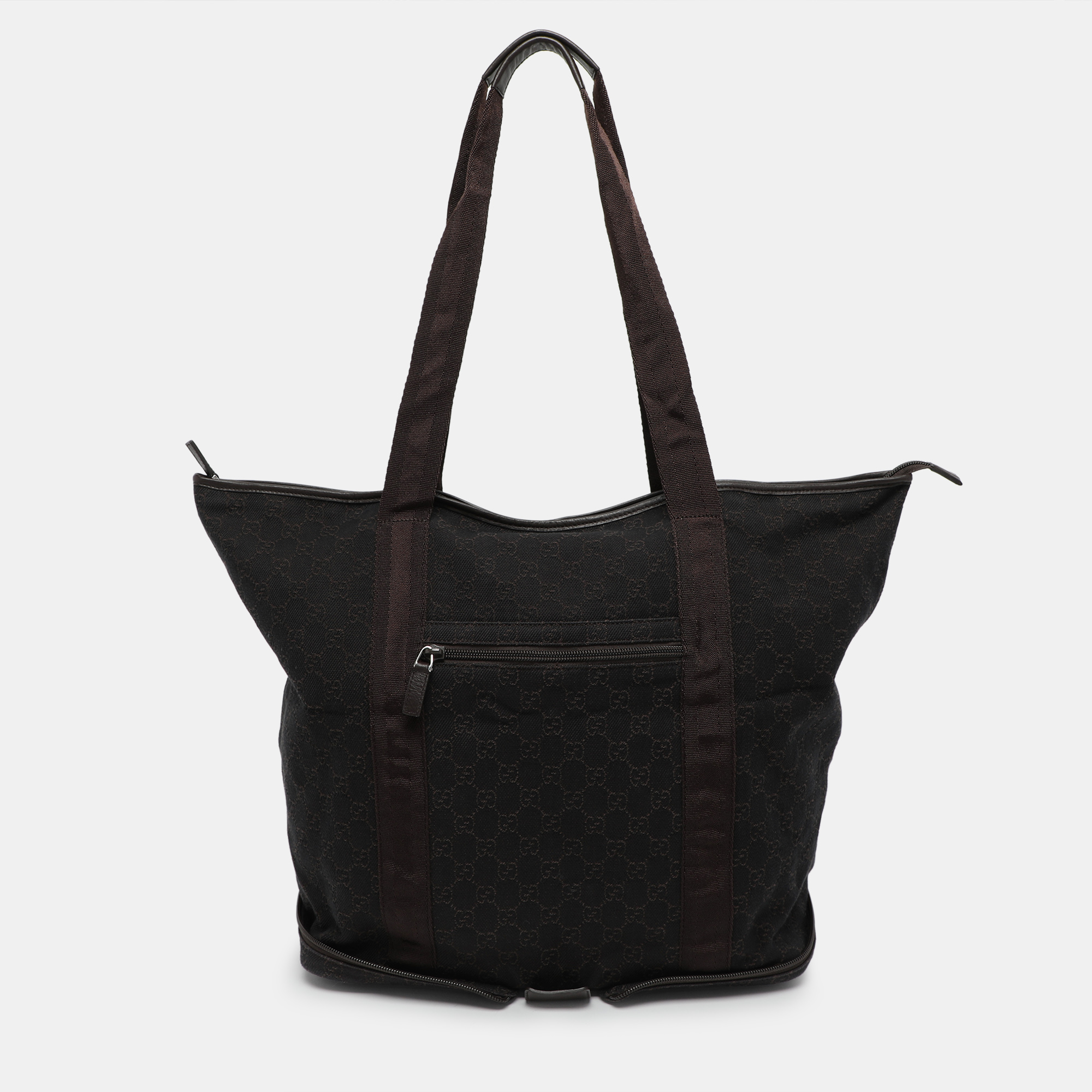 Pre-owned Gucci Brown Gg Canvas Traveller Tote