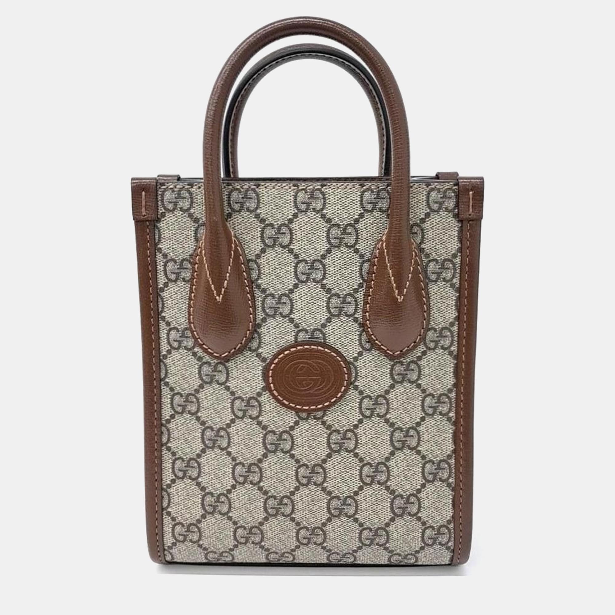 

Gucci Interlocking G Mini Tote Bag, Beige