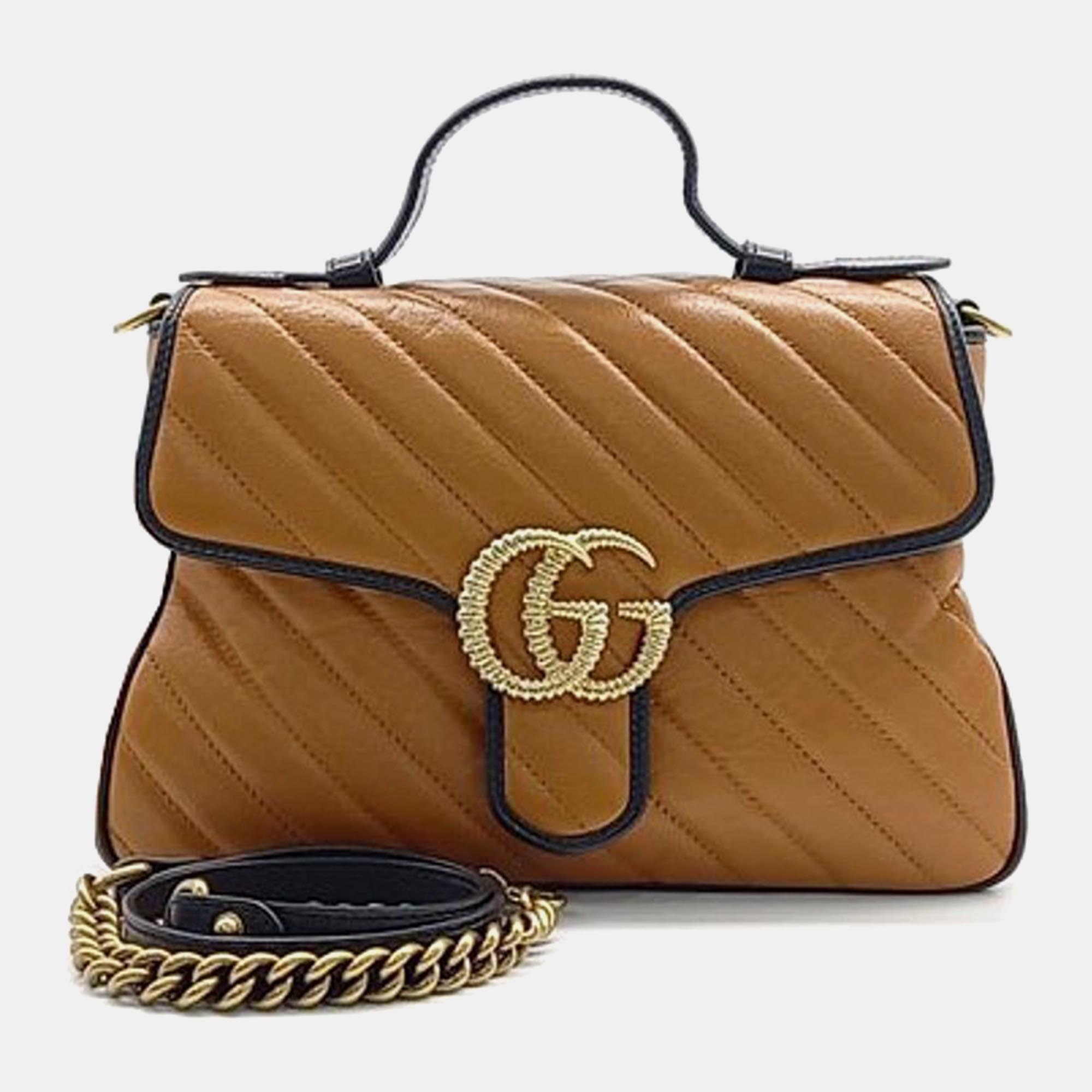 

Gucci Matelasse Marmont Top Handle Bag, Brown