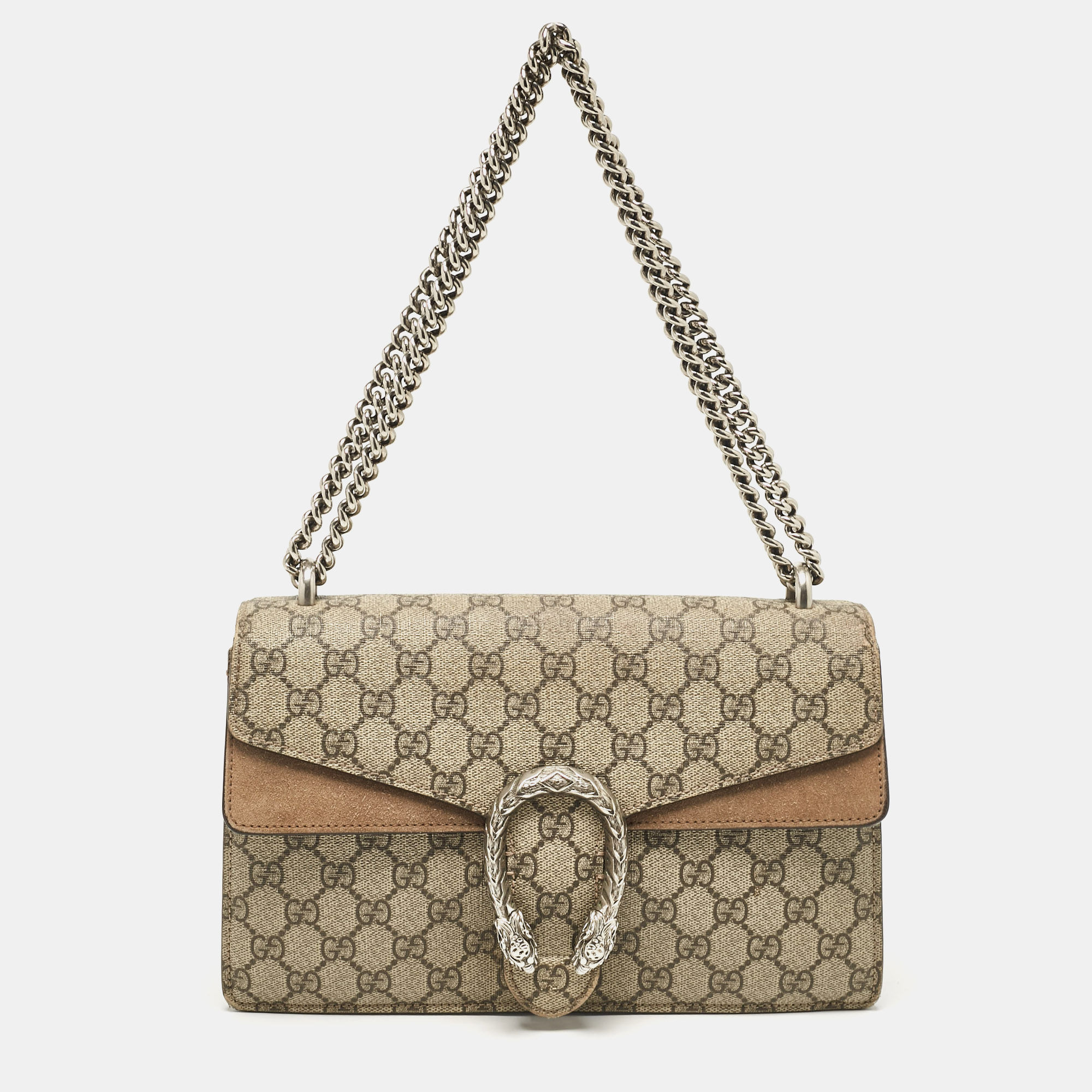 

Gucci Beige GG Supreme Canvas and Suede Small Dionysus Shoulder Bag