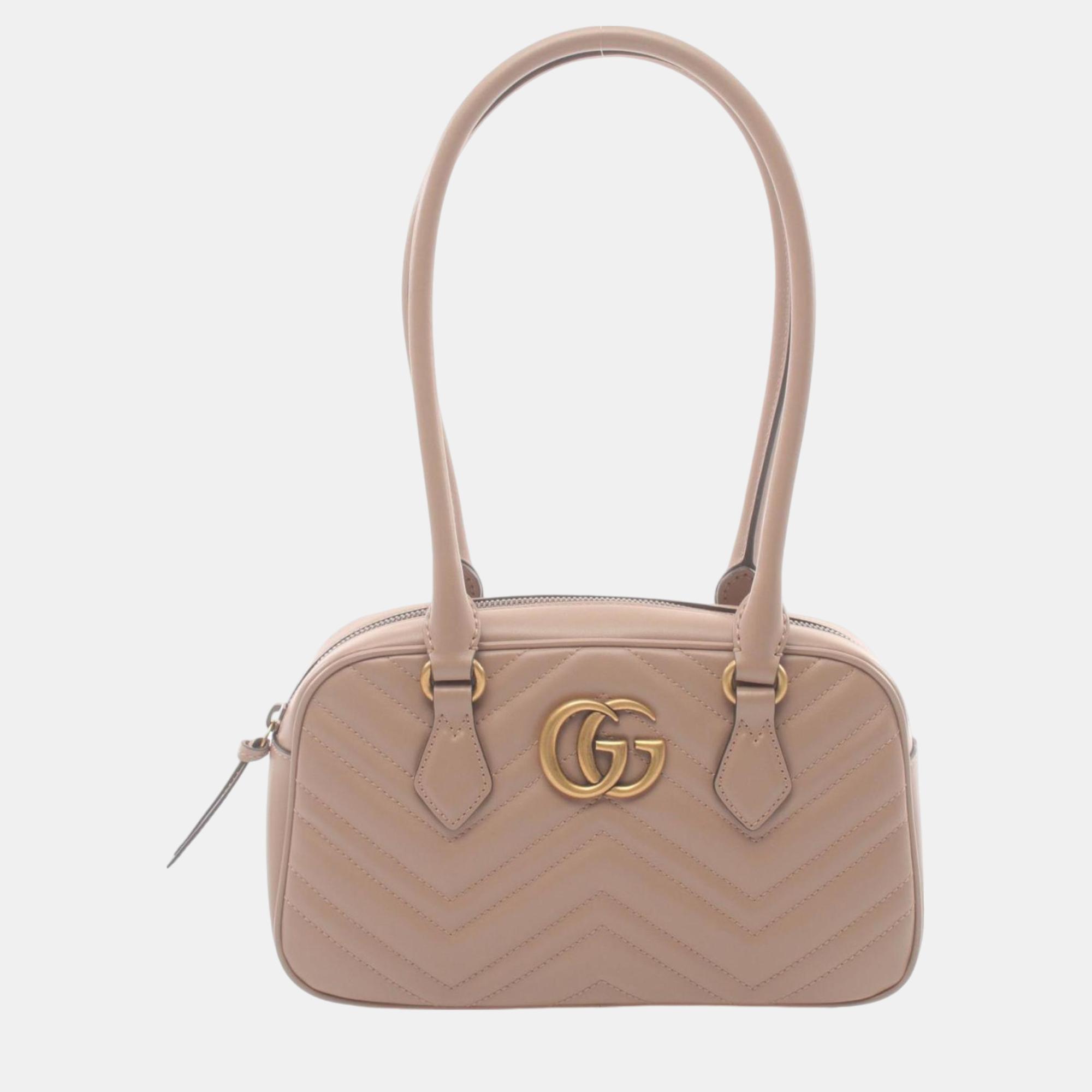 

Gucci Pink Leather GG Marmont Small Bag