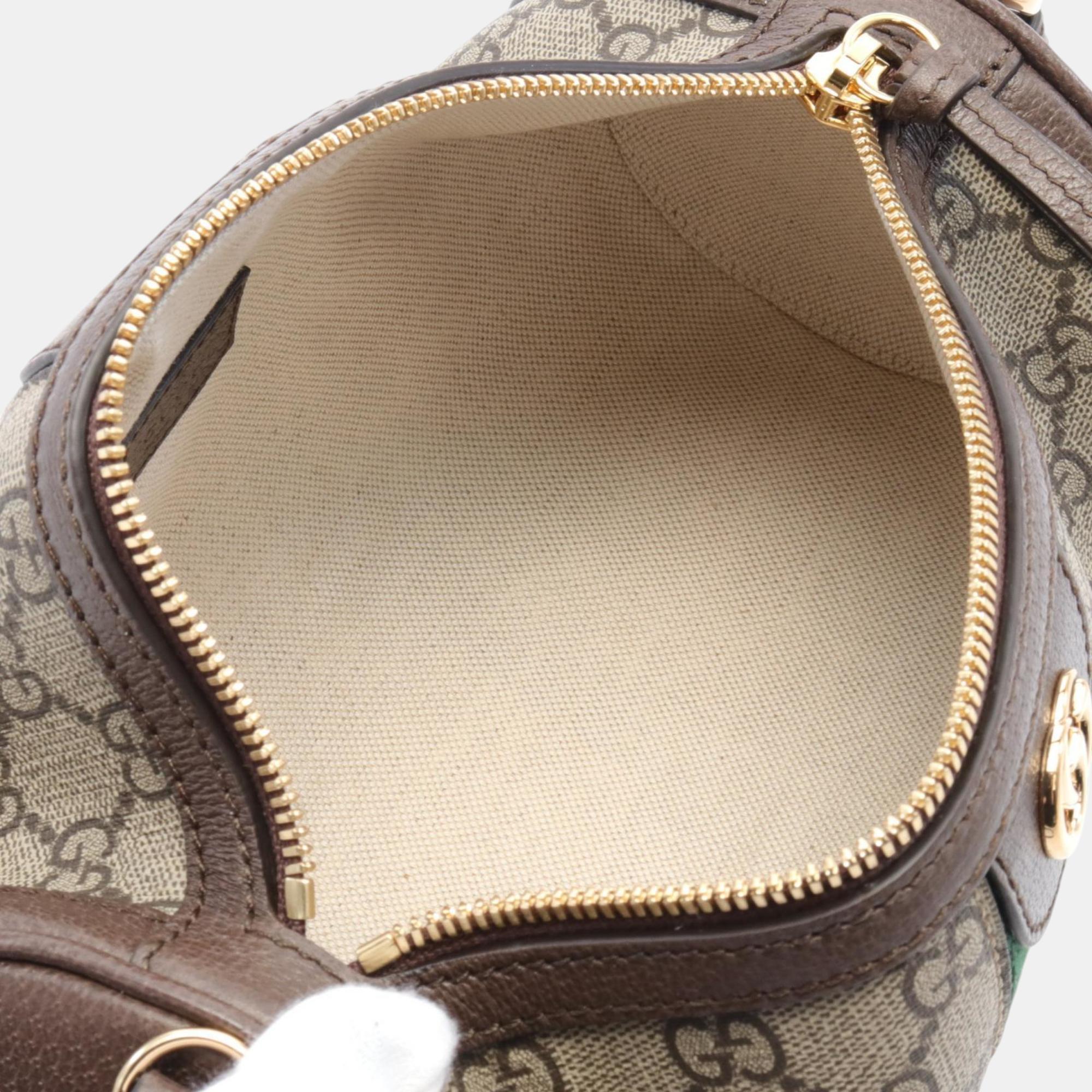 Gucci Beige Brown Multicolor Coated Canvas Leather Ophidia GG Supreme Bag 