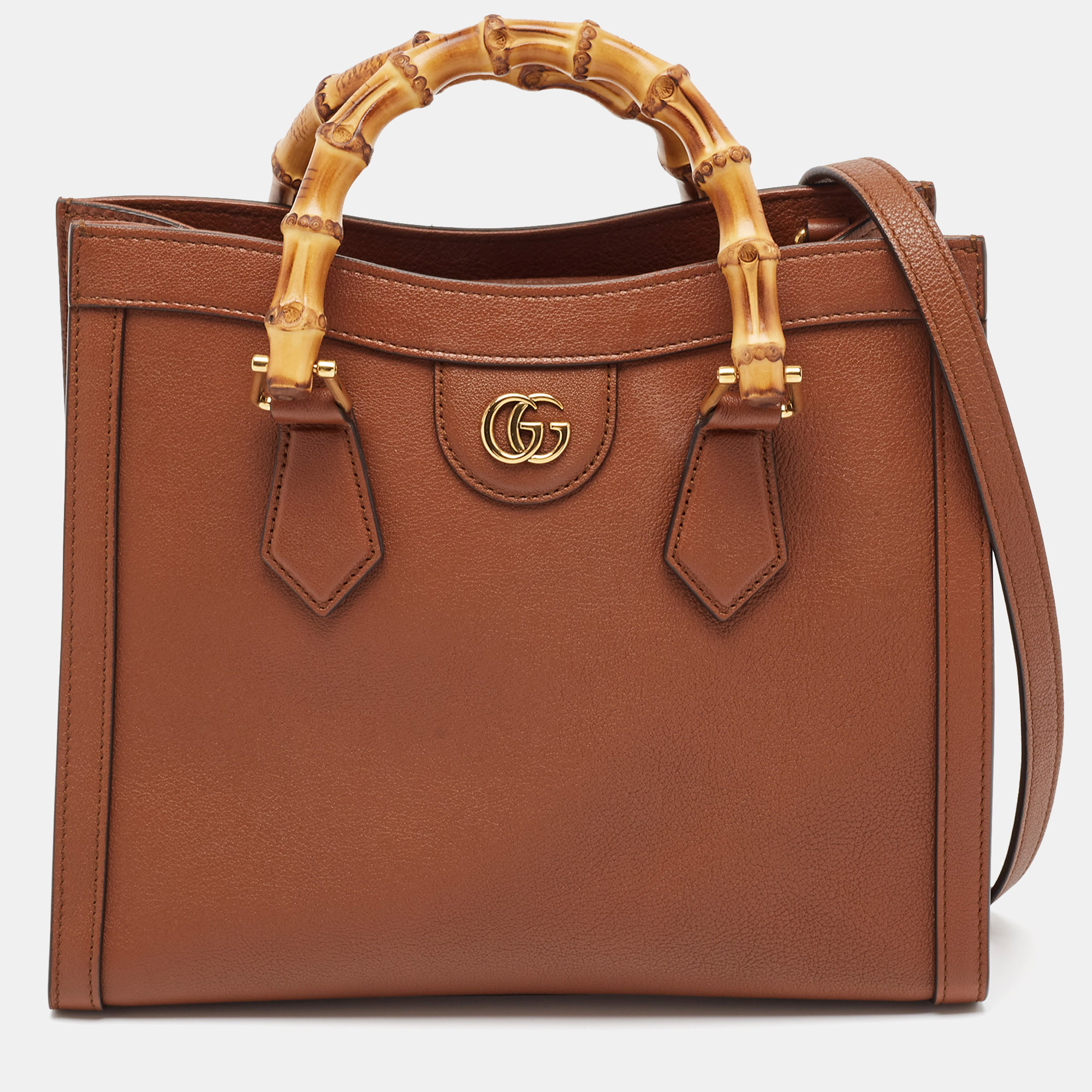 Pre-owned Gucci Brown Leather Small Diana Tote