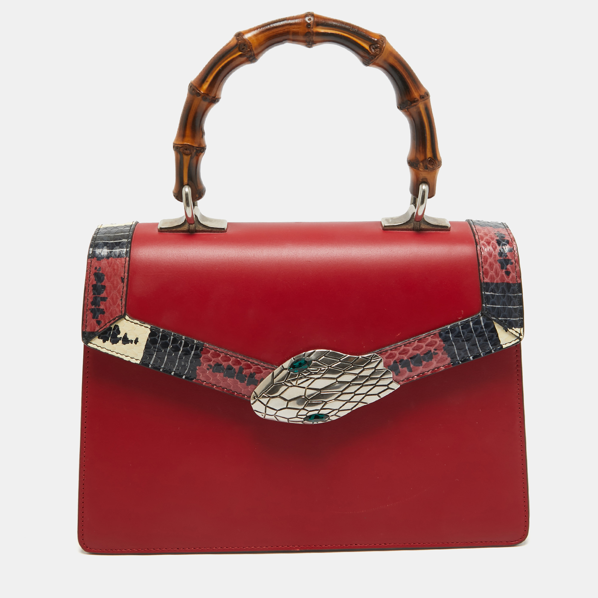 

Gucci Red Leather and Snakeskin Lilith Top Handle Bag