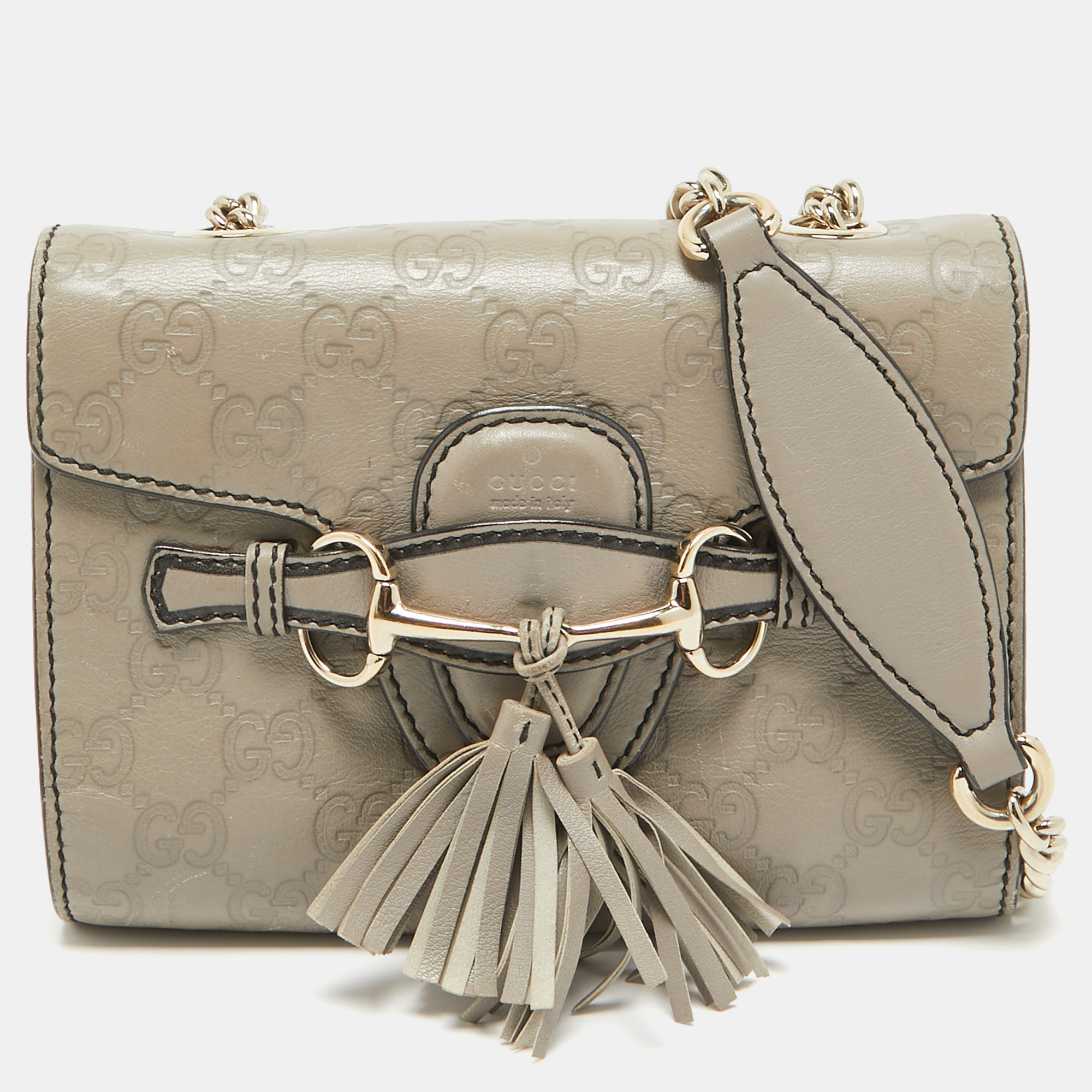 

Gucci Grey Microguccissima Leather Mini Emily Chain Crossbody Bag