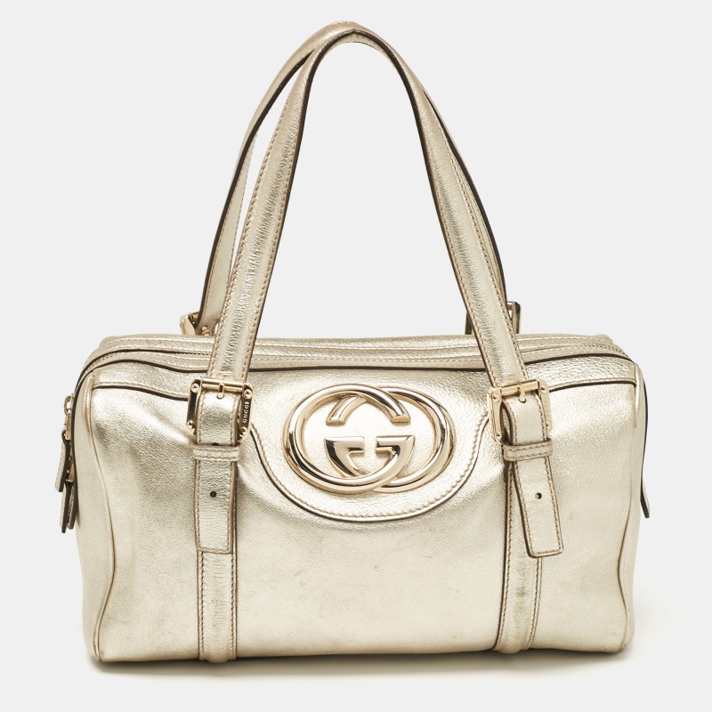 

Gucci Gold Leather Britt Boston Bag