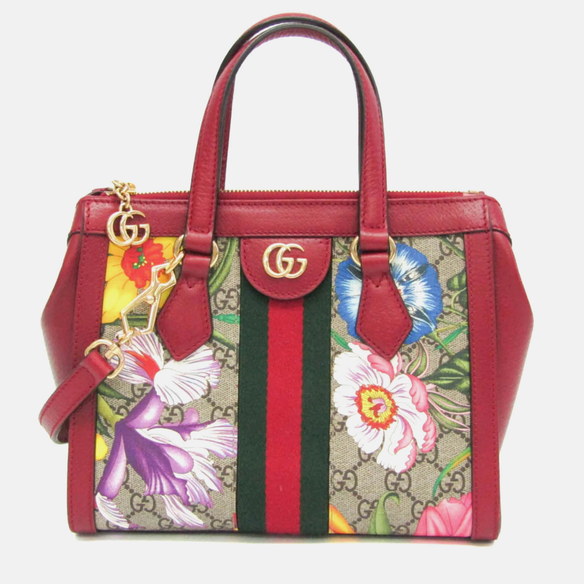 

Gucci Beige/Red Canvas and Leather Ophidia Flora Shoulder Bag