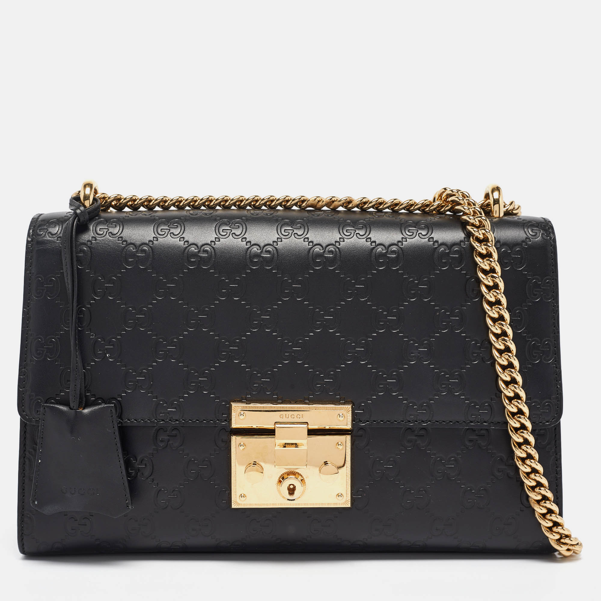 

Gucci Black Guccissima Leather  Padlock Shoulder Bag