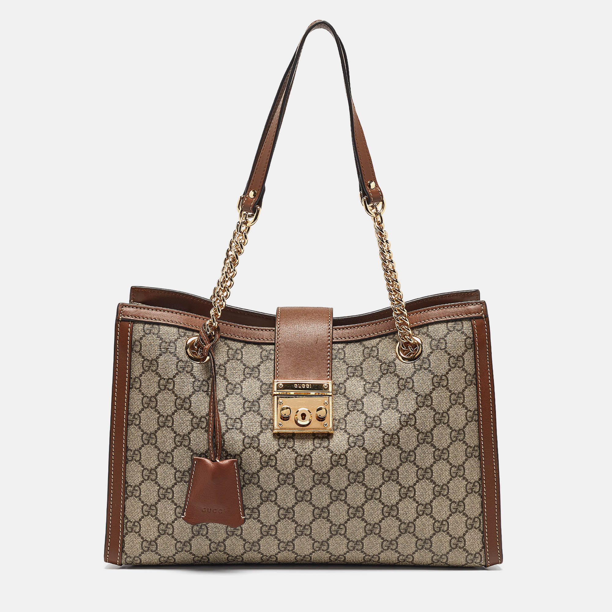 

Gucci Brown/Beige GG Supreme Canvas  Padlock Shoulder Bag