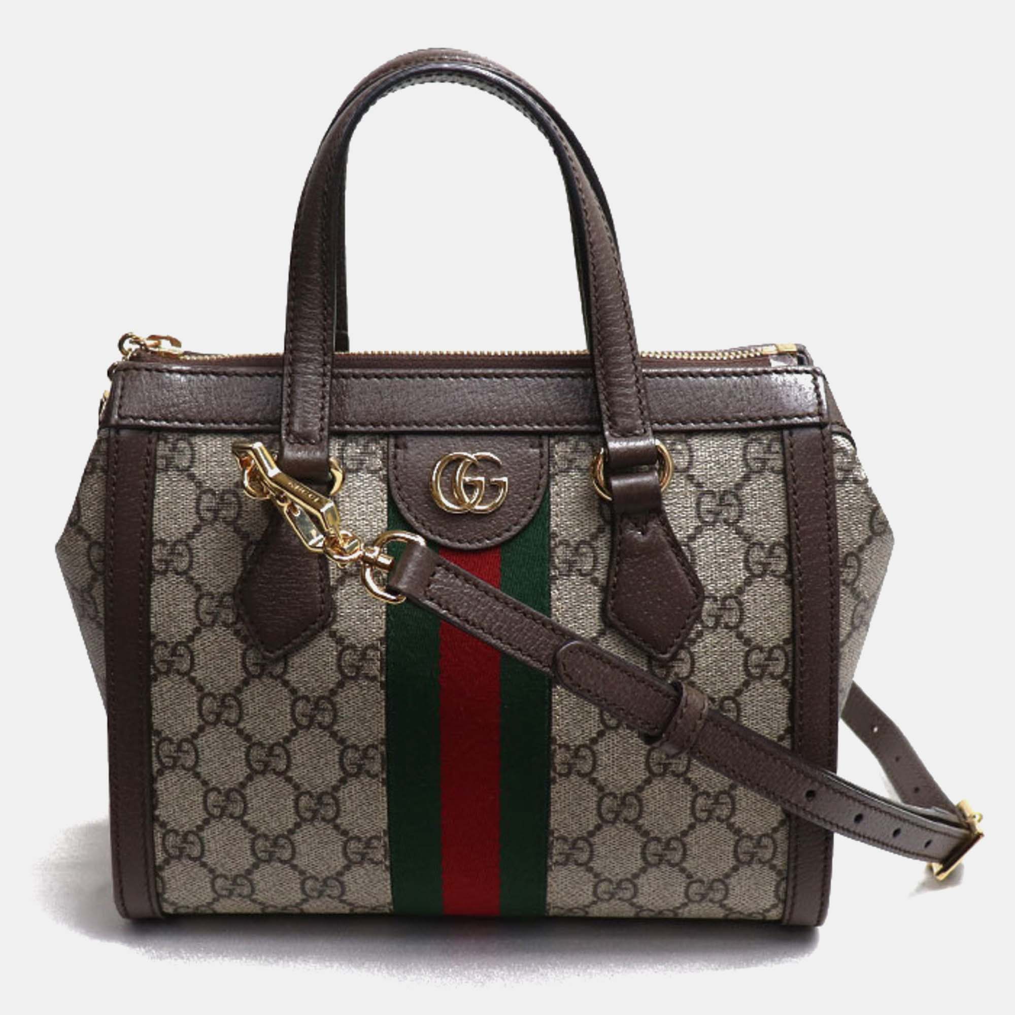 

Gucci Brown Beige/Ebony Ophidia GG Small Tote Bag