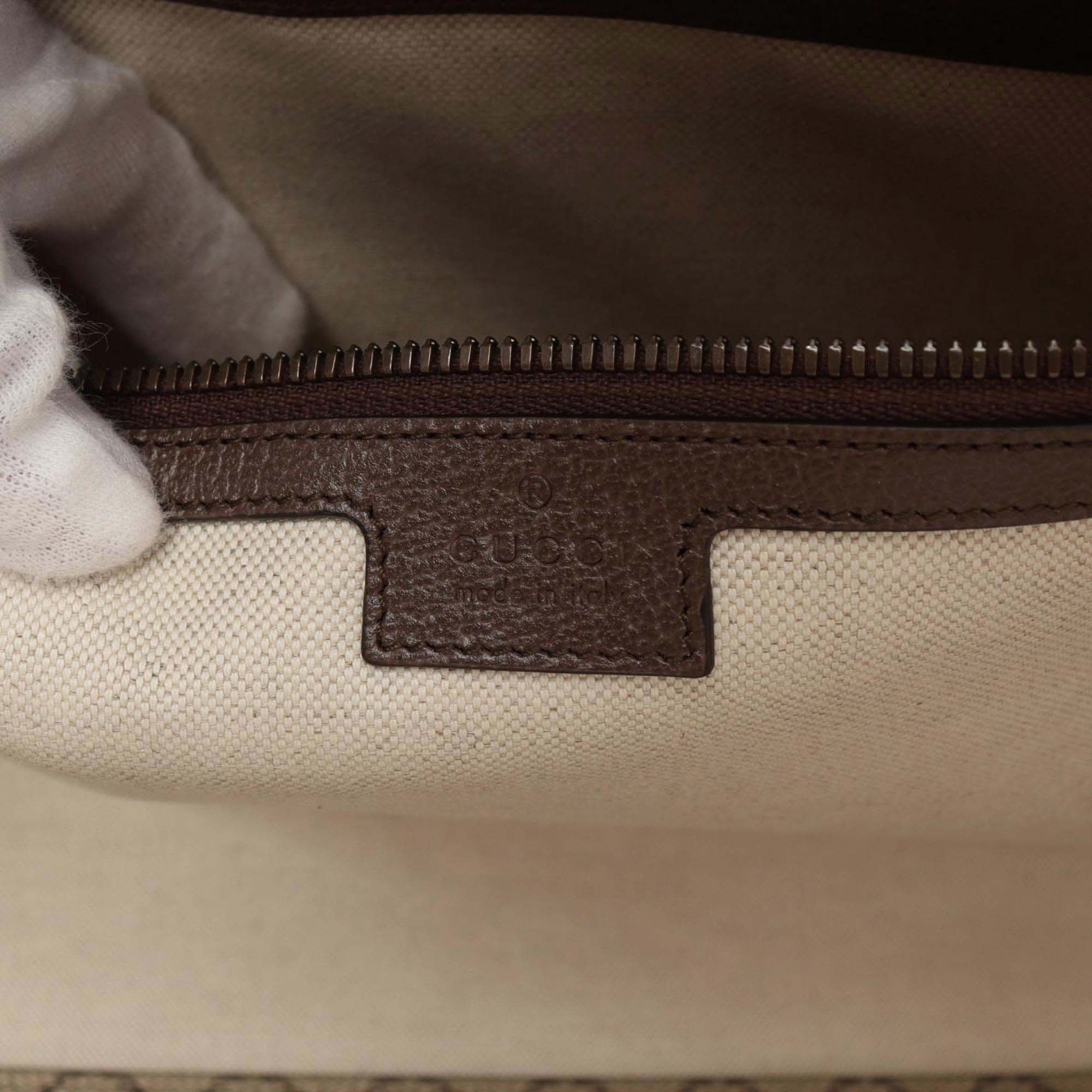 Gucci Beige Brown Multicolor Coated Canvas Leather GG Supreme Sherry Line Boston Bag 