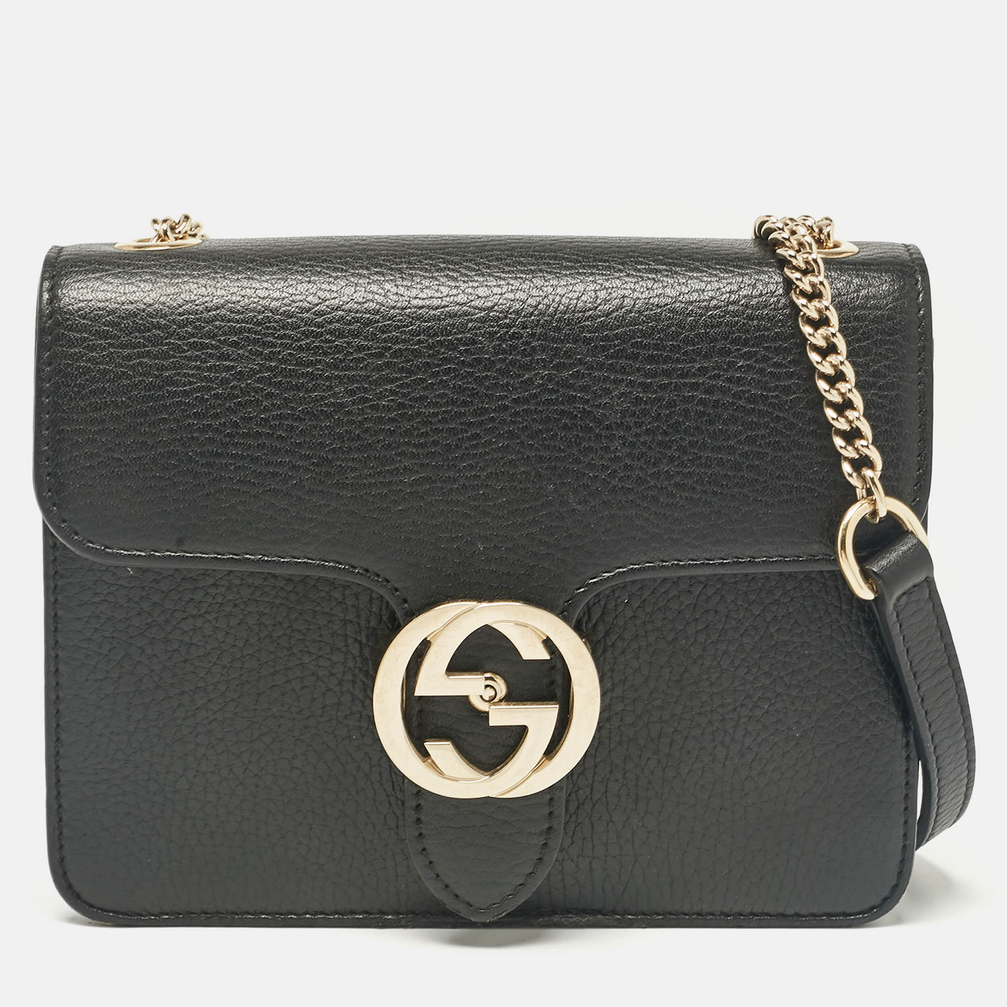 

Gucci Black Leather Leather Dollar Interlocking Crossbody Bag